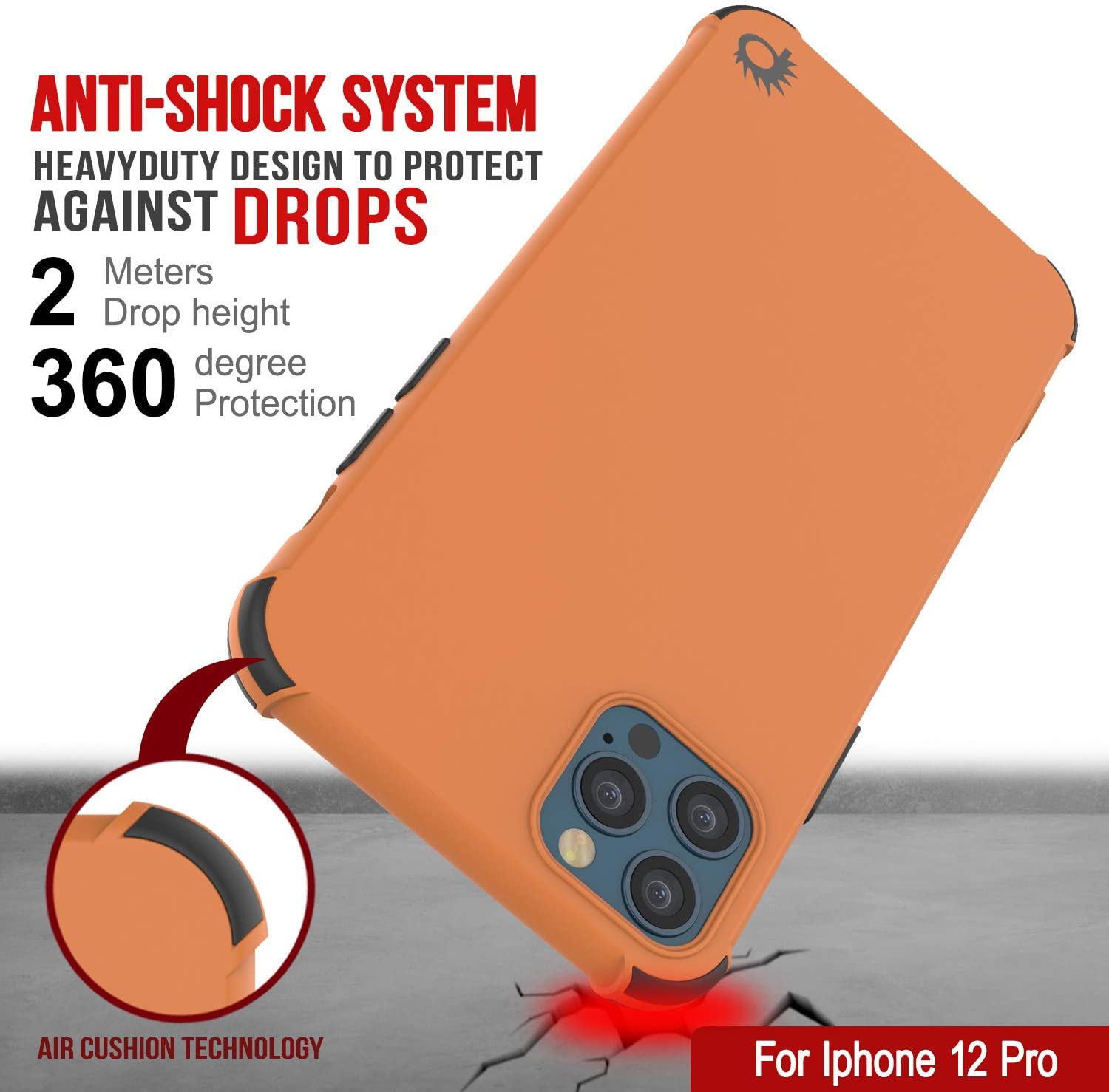 Punkcase Protective & Lightweight TPU Case [Sunshine Series] for iPhone 12 Pro [Orange]