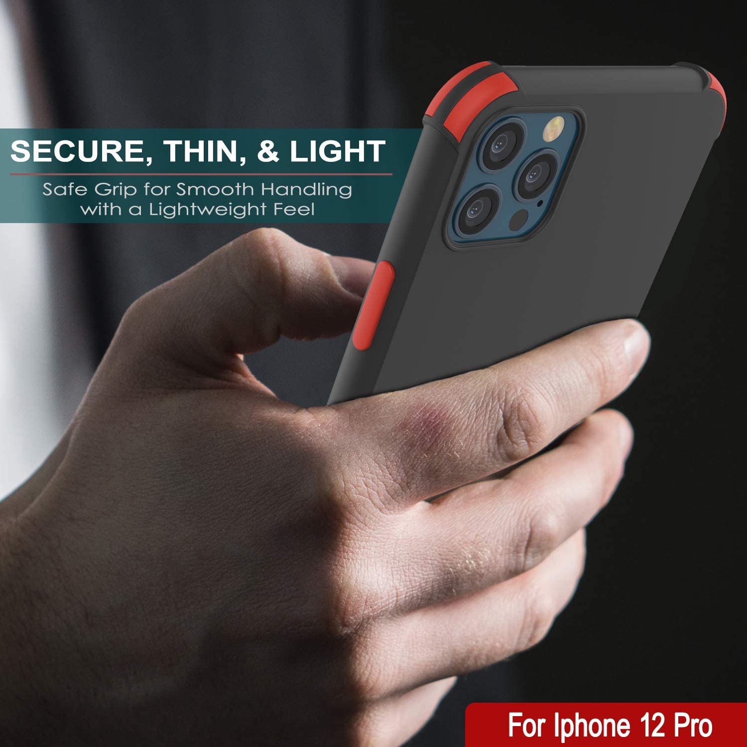 Punkcase Protective & Lightweight TPU Case [Sunshine Series] for iPhone 12 Pro [Black]