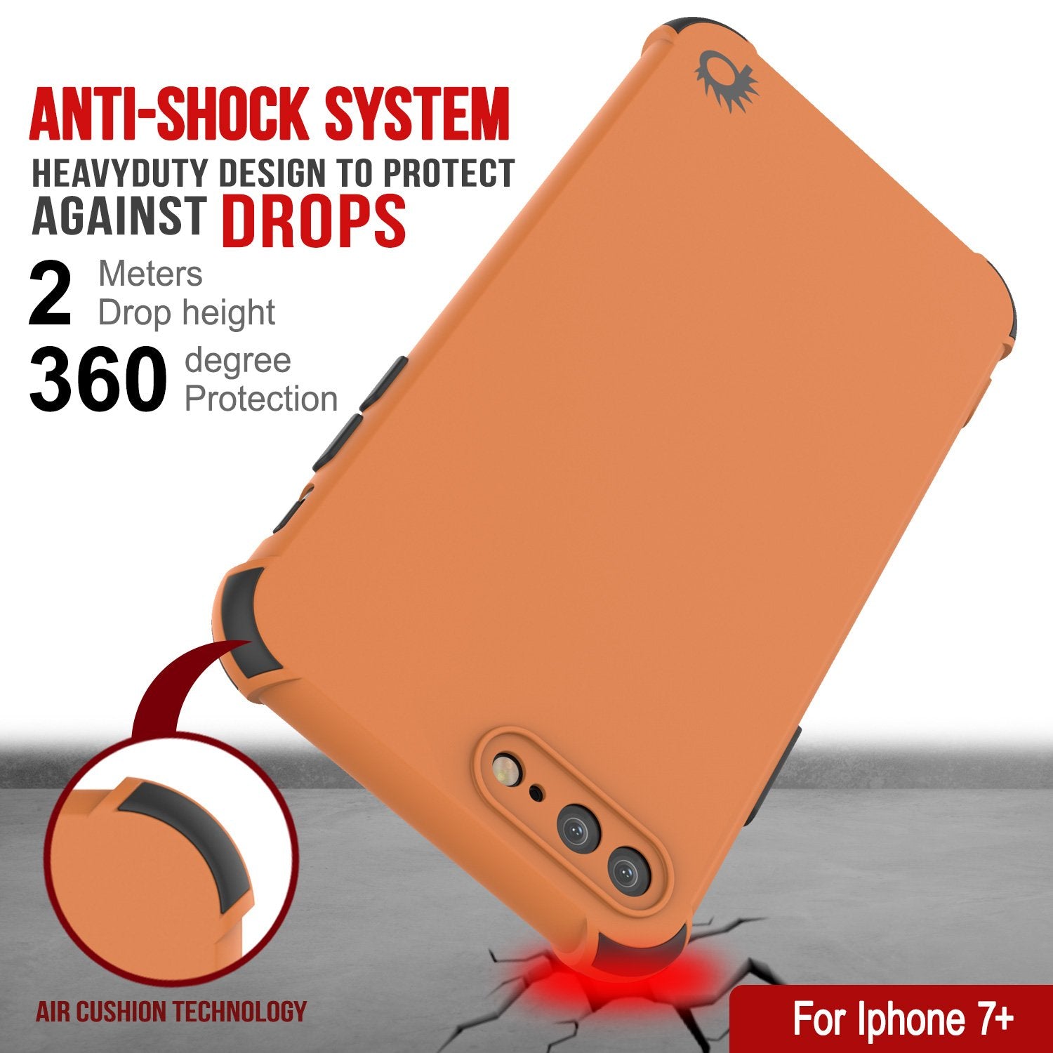 Punkcase Protective & Lightweight TPU Case [Sunshine Series] for iPhone 7+ Plus [Orange]