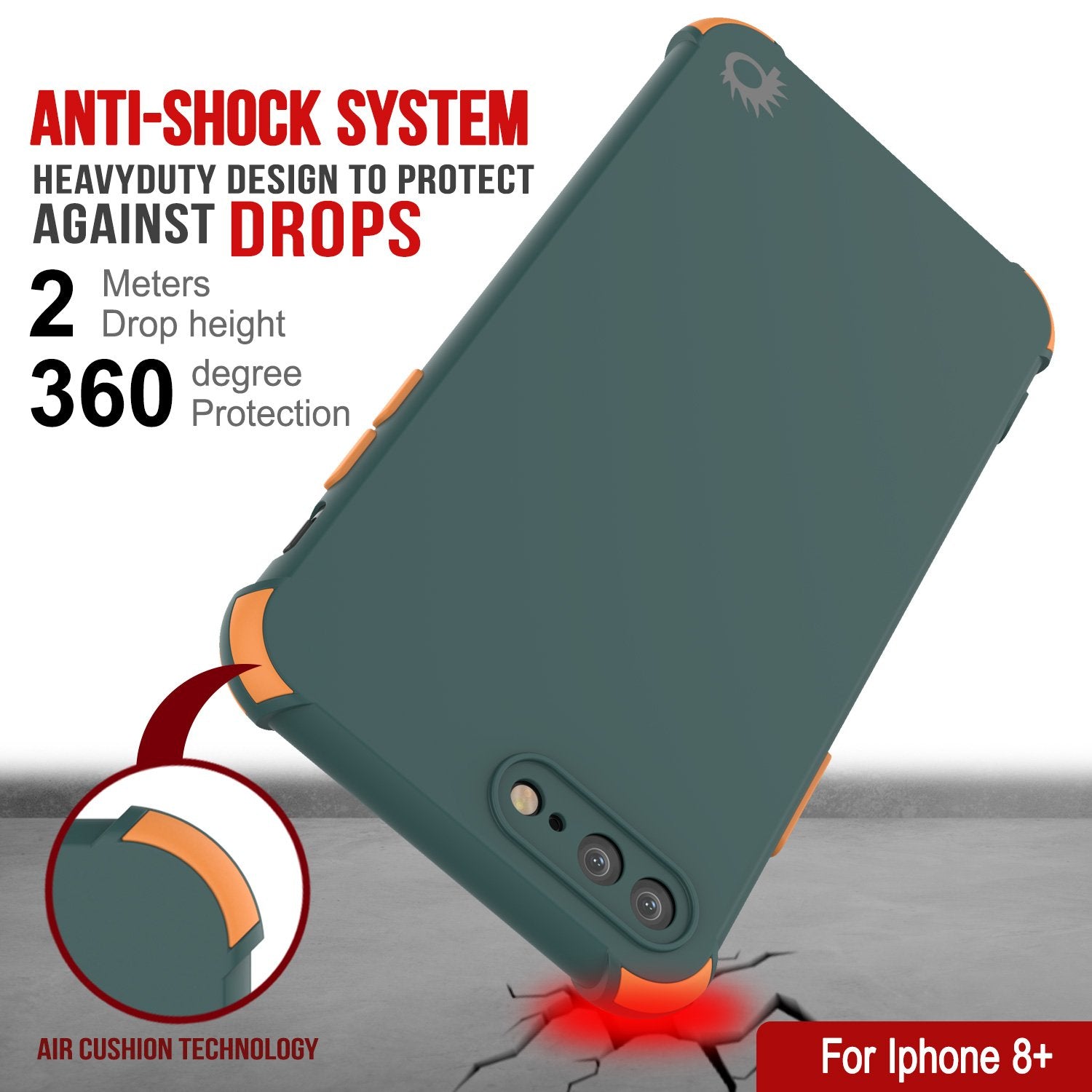 Punkcase Protective & Lightweight TPU Case [Sunshine Series] for iPhone 8+ Plus [Dark Green]