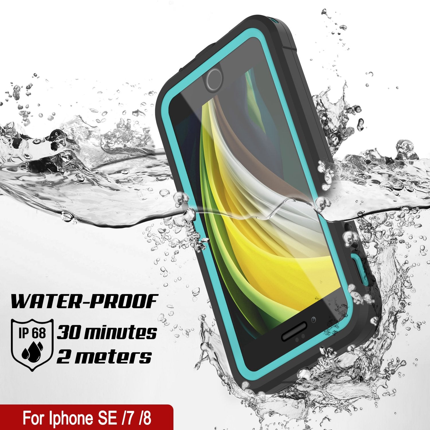 iPhone 7 Waterproof IP68 Case, Punkcase [teal]  [Maximus Series] [Slim Fit] [IP68 Certified] [Shockresistant] Clear Armor Cover with Screen Protector | Ultimate Protection