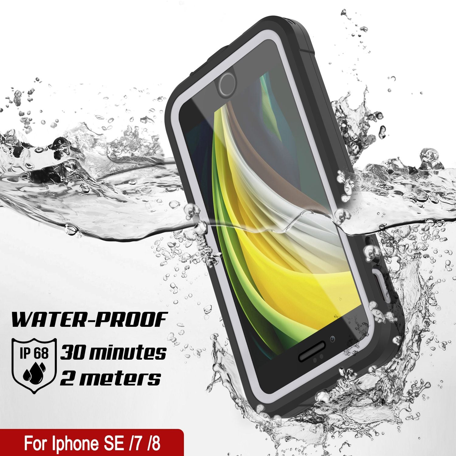 iPhone 7 Waterproof IP68 Case, Punkcase [white]  [Maximus Series] [Slim Fit] [IP68 Certified] [Shockresistant] Clear Armor Cover with Screen Protector | Ultimate Protection