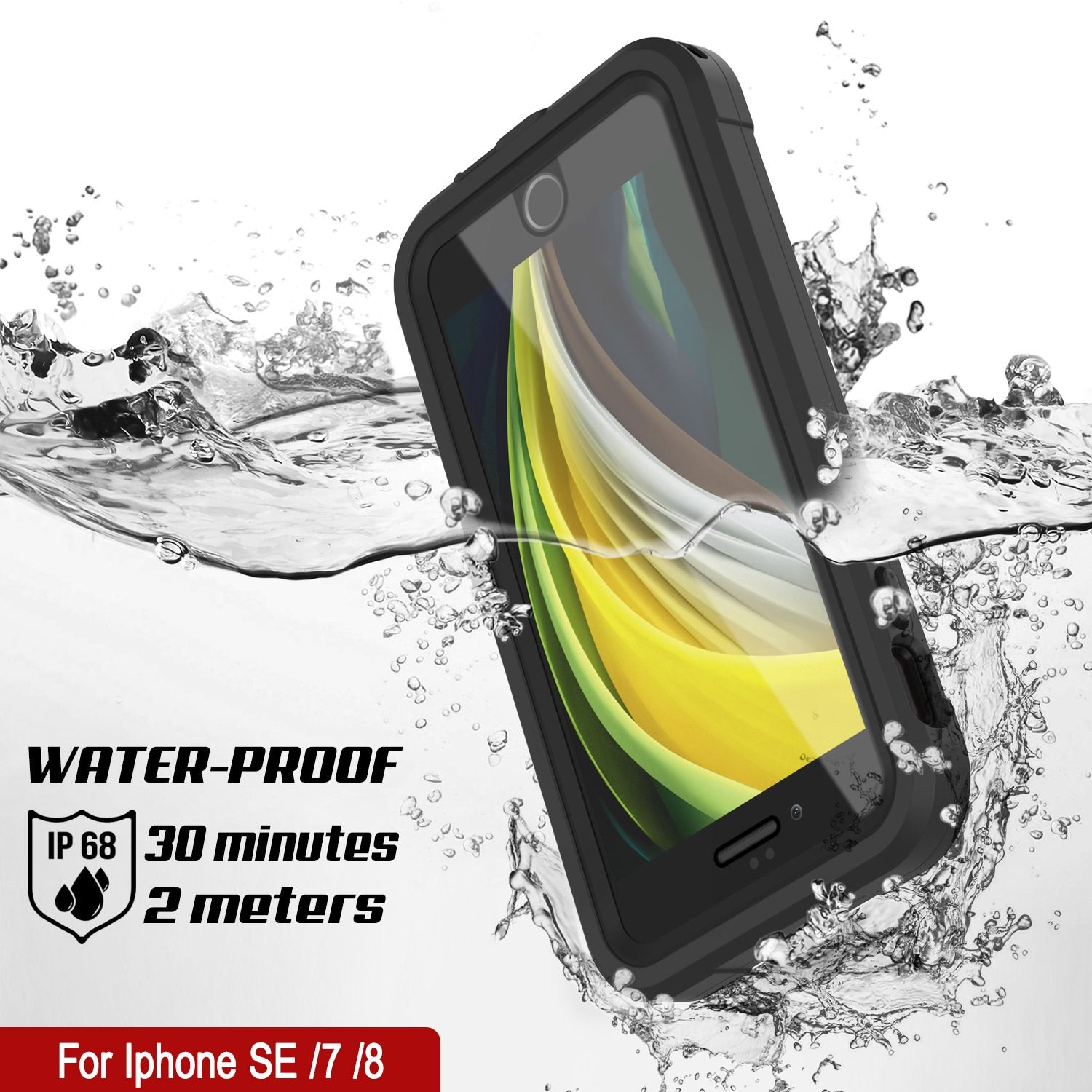 iPhone 7 Waterproof IP68 Case, Punkcase [Black]  [Maximus Series] [Slim Fit] [IP68 Certified] [Shockresistant] Clear Armor Cover with Screen Protector | Ultimate Protection