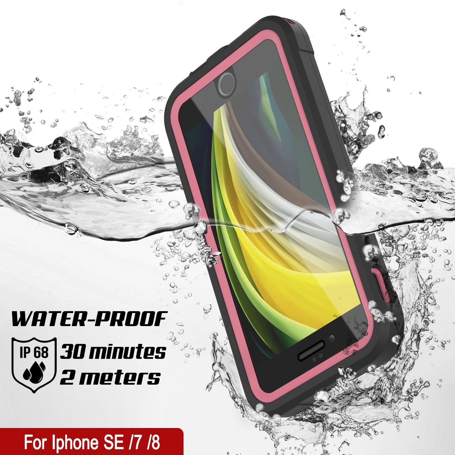 iPhone 8 Waterproof IP68 Case, Punkcase [pink]  [Maximus Series] [Slim Fit] [IP68 Certified] [Shockresistant] Clear Armor Cover with Screen Protector | Ultimate Protection