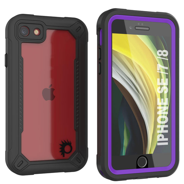 iPhone 8 Waterproof IP68 Case, Punkcase [Purple]  [Maximus Series] [Slim Fit] [IP68 Certified] [Shockresistant] Clear Armor Cover with Screen Protector | Ultimate Protection
