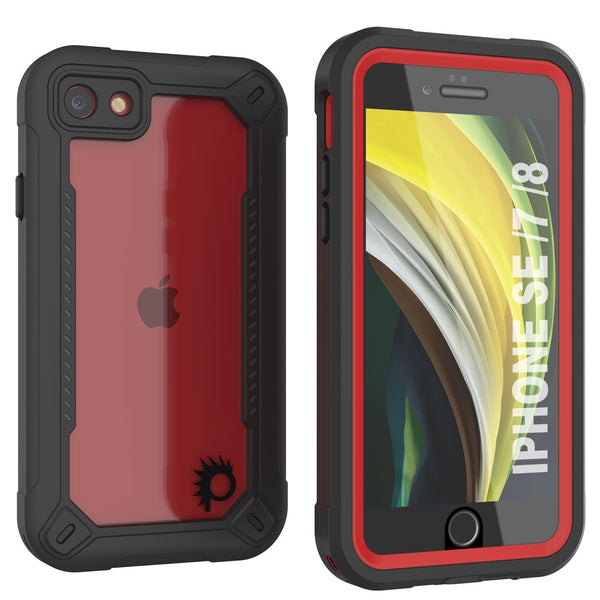 iPhone SE (4.7") Waterproof IP68 Case, Punkcase [red]  [Maximus Series] [Slim Fit] [IP68 Certified] [Shockresistant] Clear Armor Cover with Screen Protector | Ultimate Protection