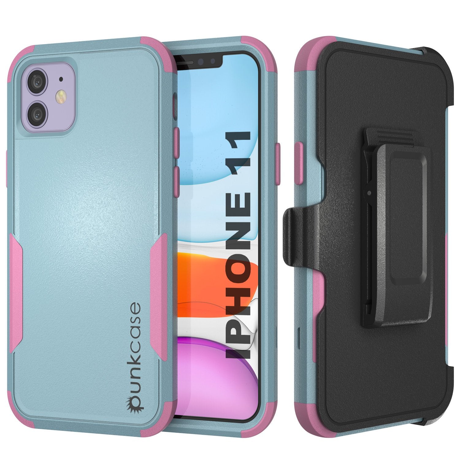 Punkcase for iPhone 11 Belt Clip Multilayer Holster Case [Patron Series] [Mint-Pink]