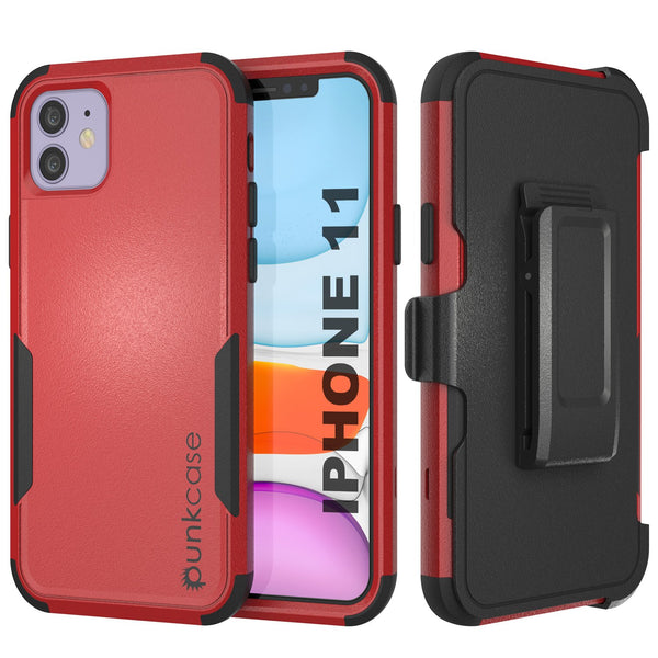 Punkcase for iPhone 11 Belt Clip Multilayer Holster Case [Patron Series] [Red-Black]