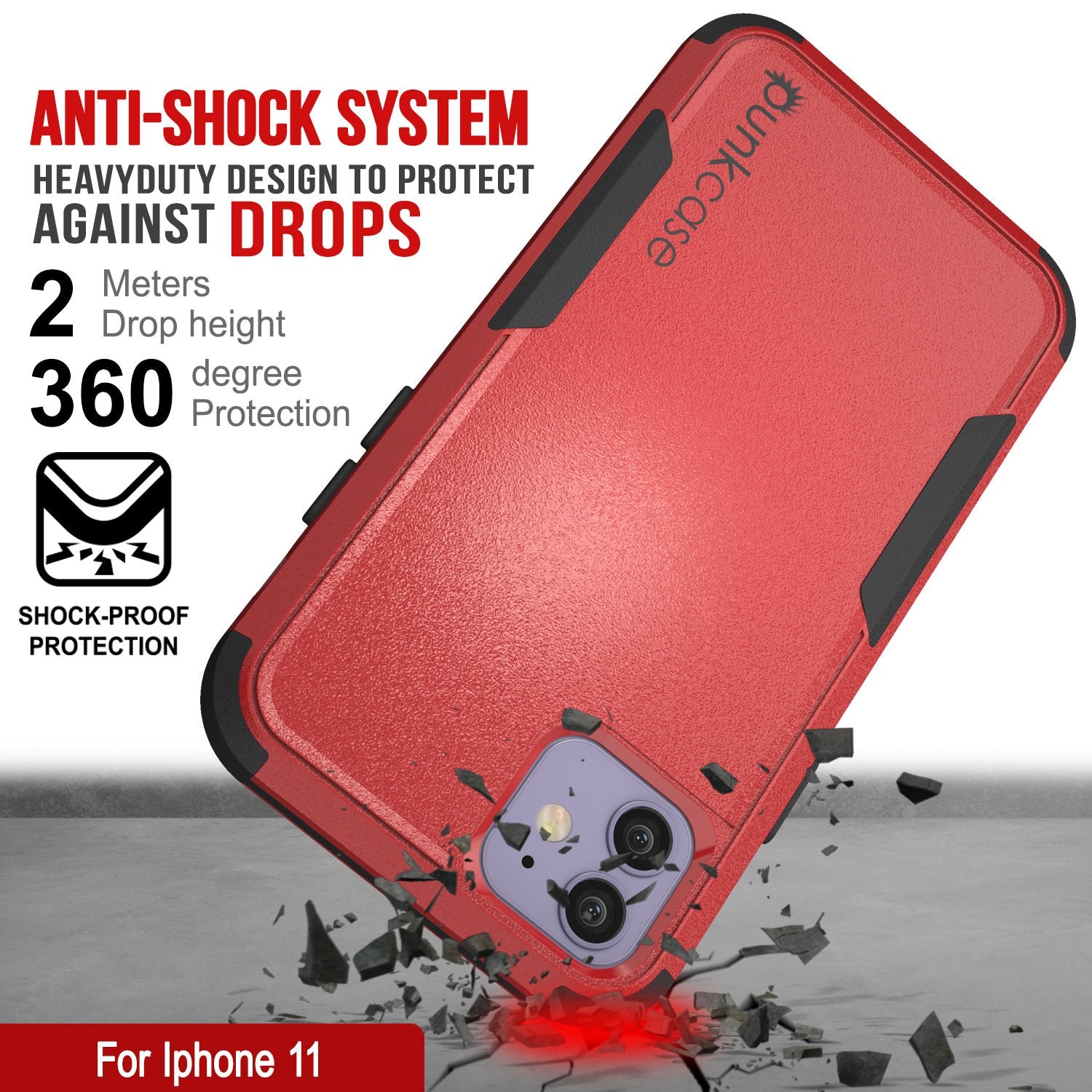 Punkcase for iPhone 11 Belt Clip Multilayer Holster Case [Patron Series] [Red-Black]