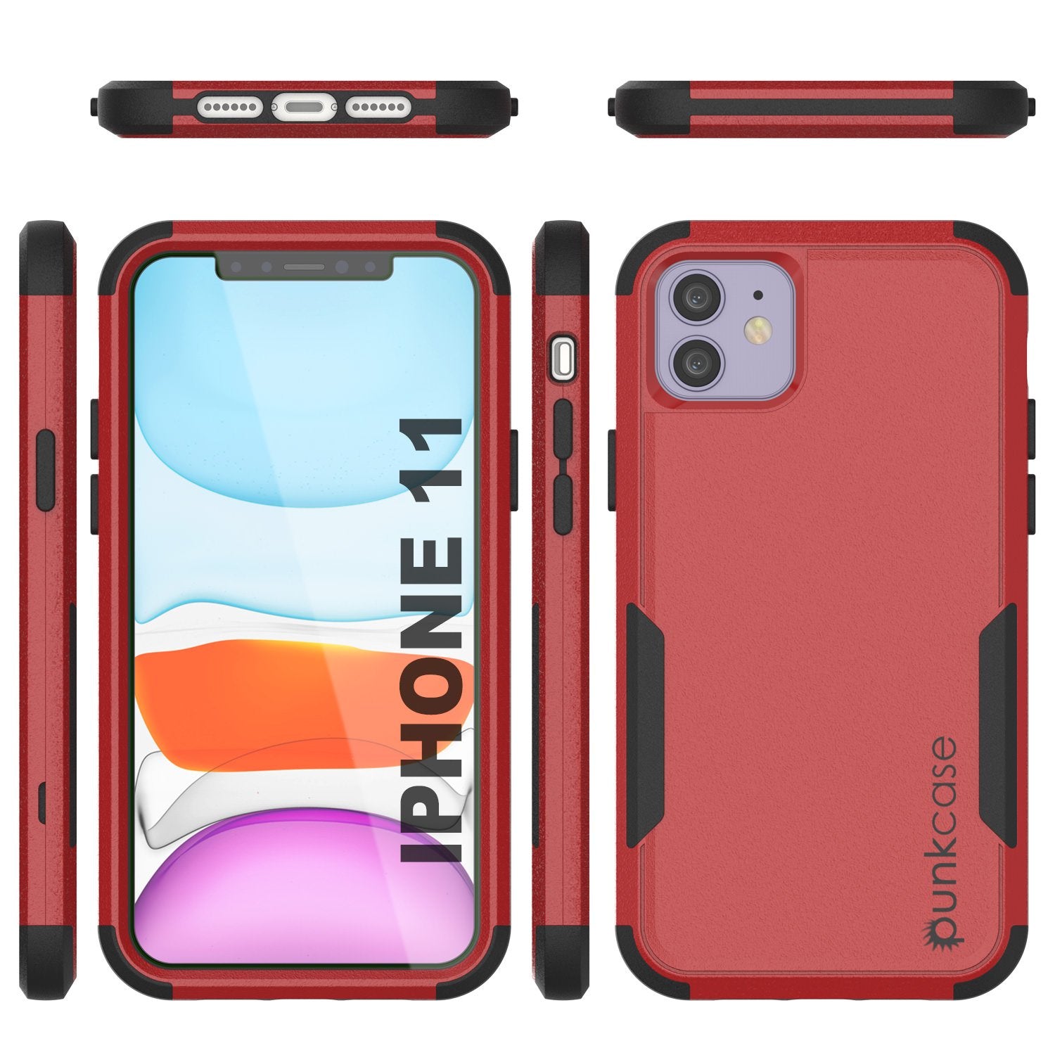 Punkcase for iPhone 11 Belt Clip Multilayer Holster Case [Patron Series] [Red-Black]