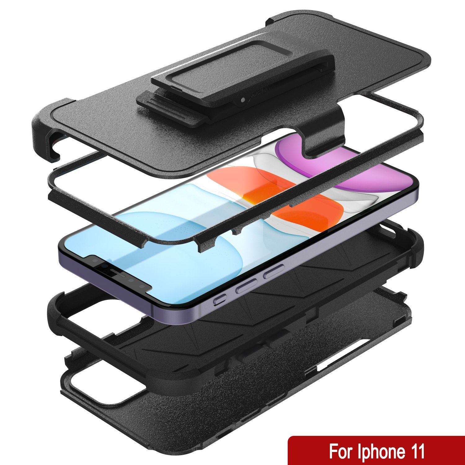 Punkcase for iPhone 11 Belt Clip Multilayer Holster Case [Patron Series] [Black]