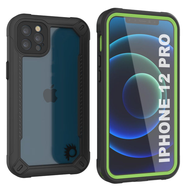 iPhone 12 Pro Waterproof IP68 Case, Punkcase [Green]  [Maximus Series] [Slim Fit] [IP68 Certified] [Shockresistant] Clear Armor Cover with Screen Protector | Ultimate Protection