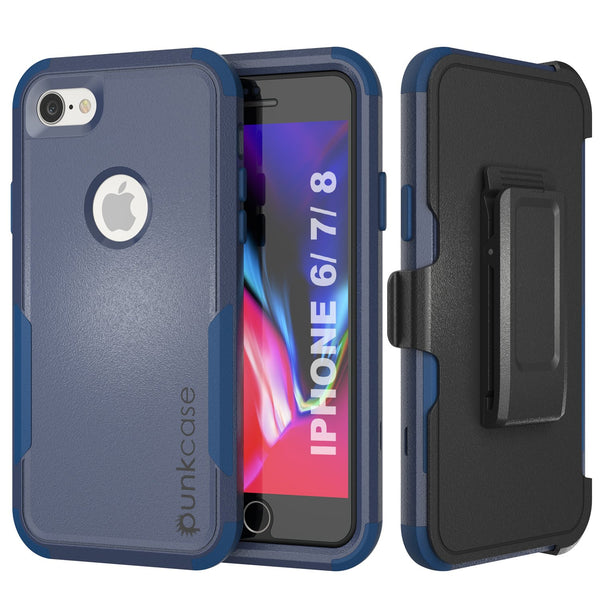 Punkcase for iPhone 8 Belt Clip Multilayer Holster Case [Patron Series] [Navy]