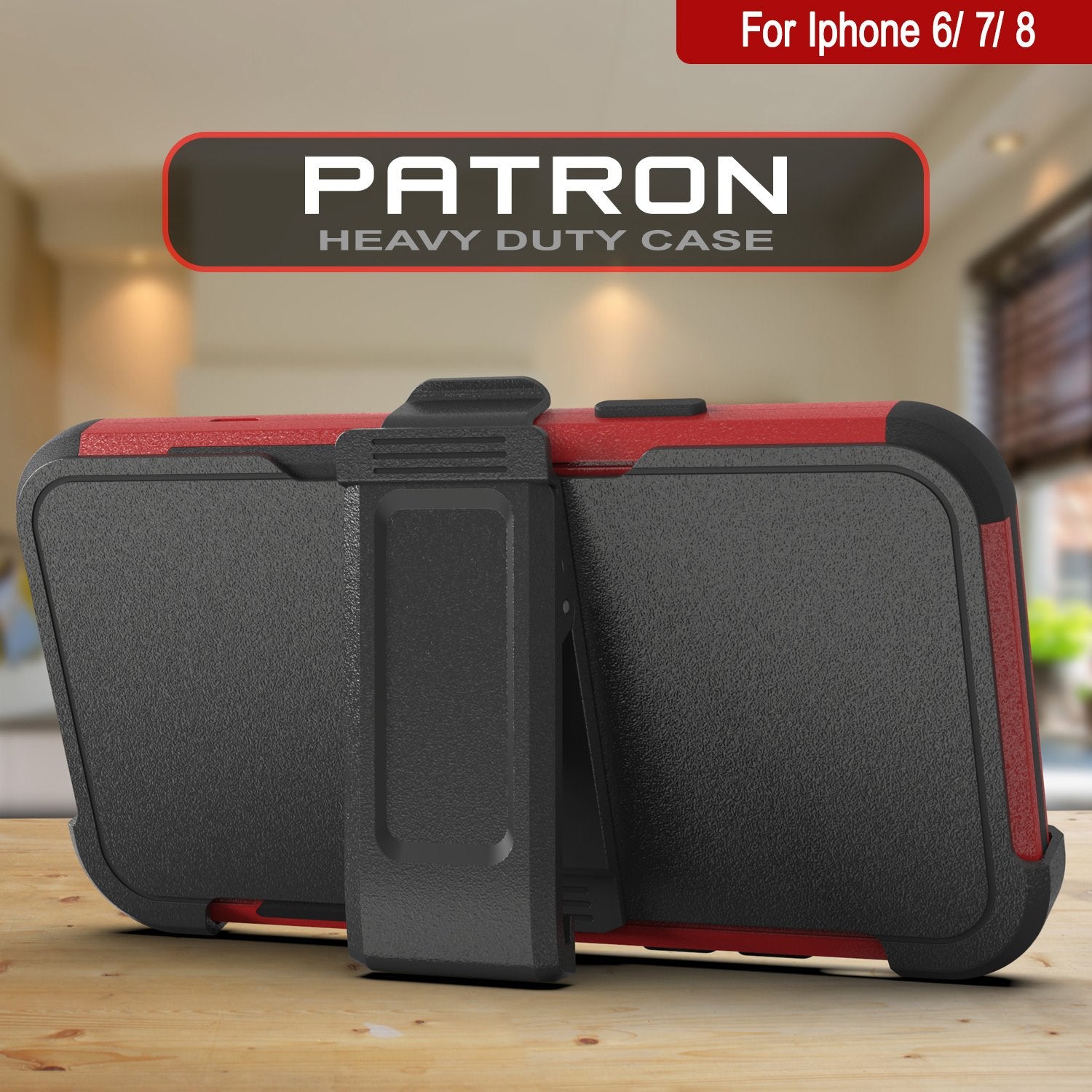 Punkcase for iPhone 7 Belt Clip Multilayer Holster Case [Patron Series] [Red-Black]