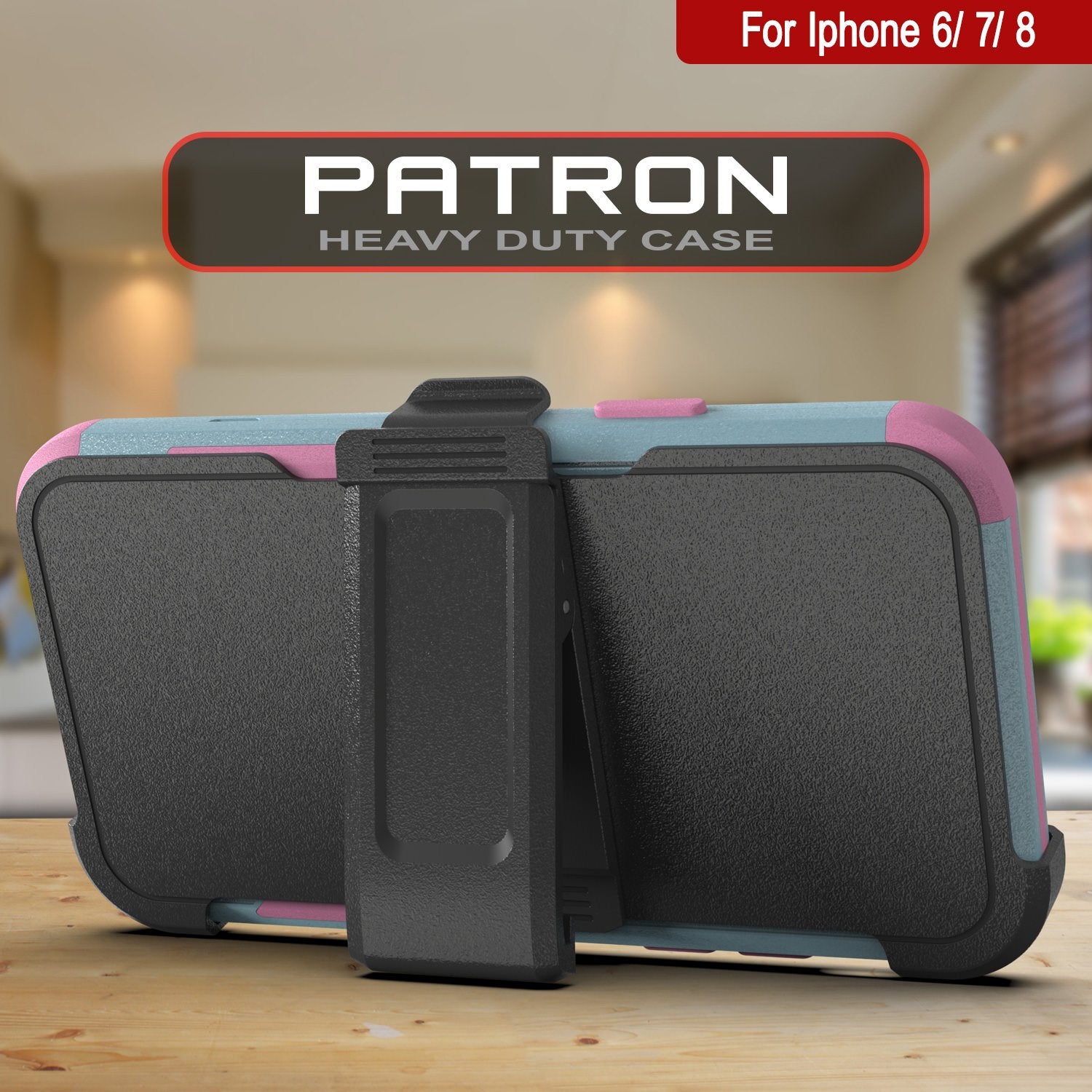 Punkcase for iPhone 7 Belt Clip Multilayer Holster Case [Patron Series] [Mint-Pink]