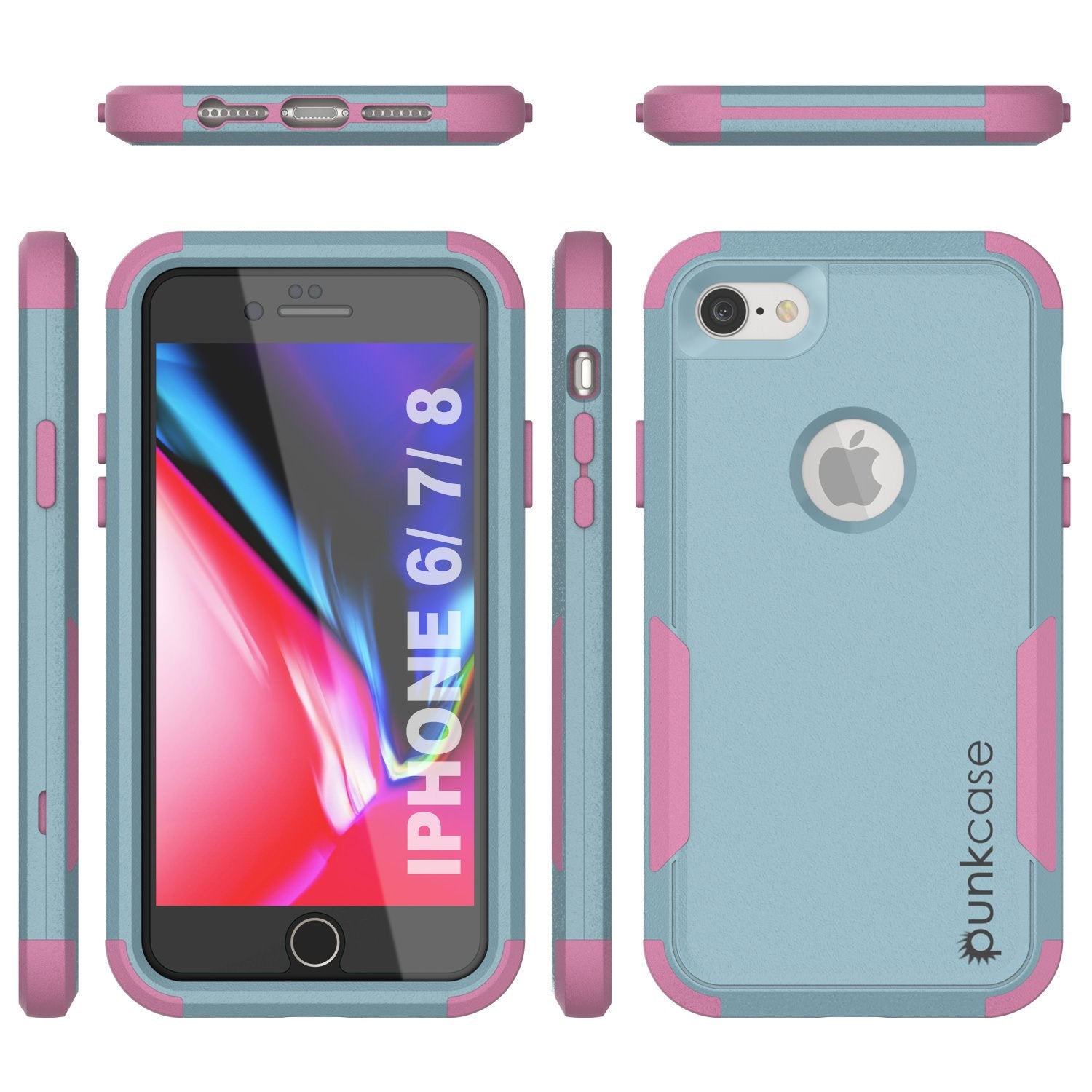 Punkcase for iPhone 7 Belt Clip Multilayer Holster Case [Patron Series] [Mint-Pink]