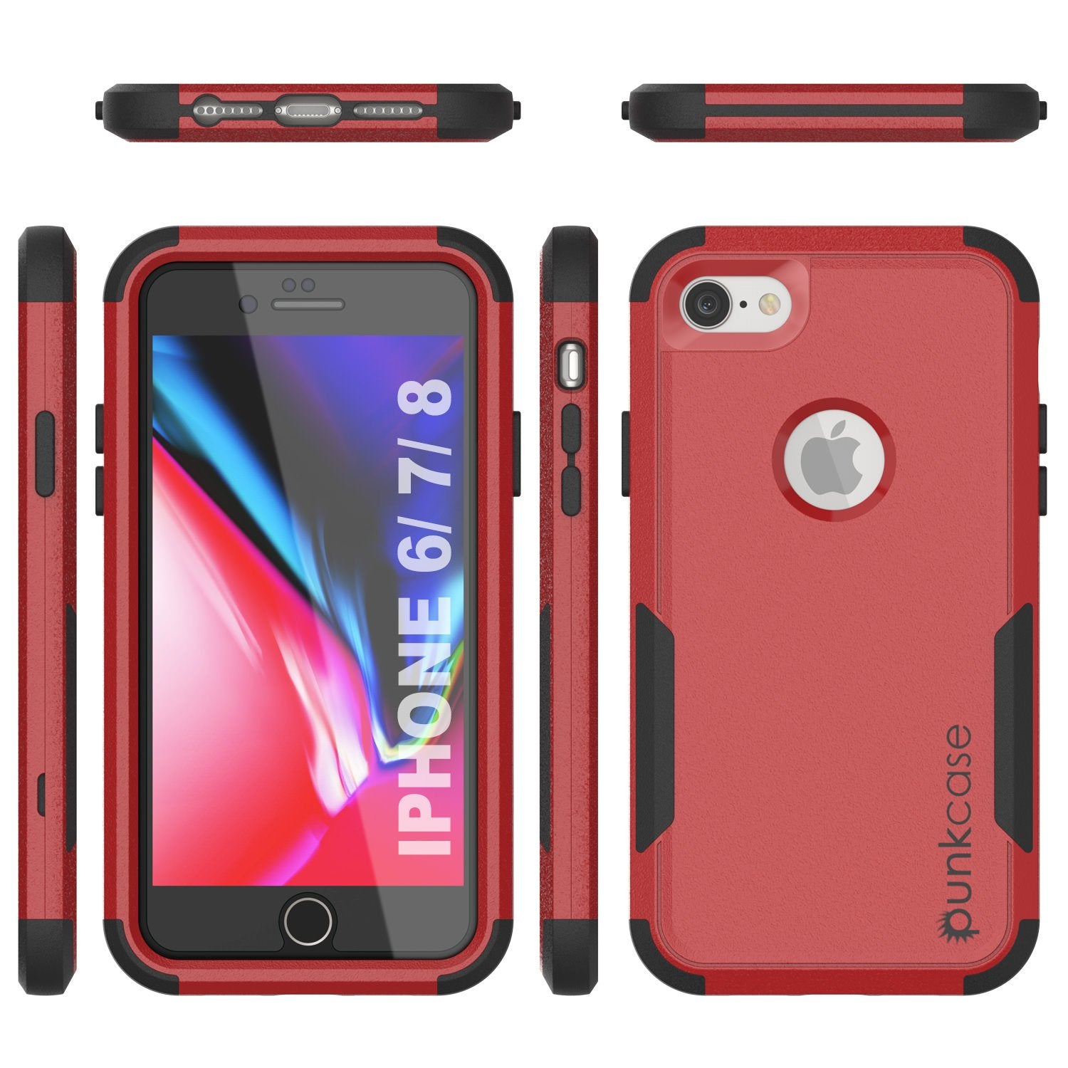 Punkcase for iPhone 8 Belt Clip Multilayer Holster Case [Patron Series] [Red-Black]