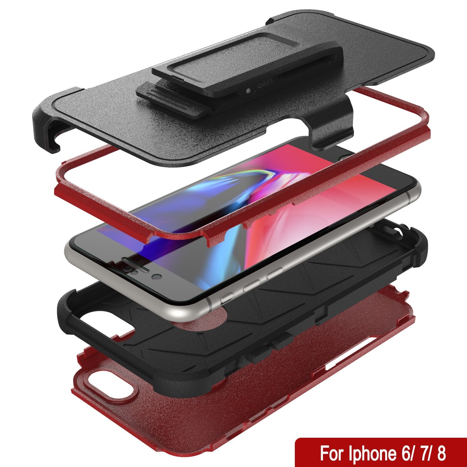 Punkcase for iPhone 6 Belt Clip Multilayer Holster Case [Patron Series] [Red-Black]