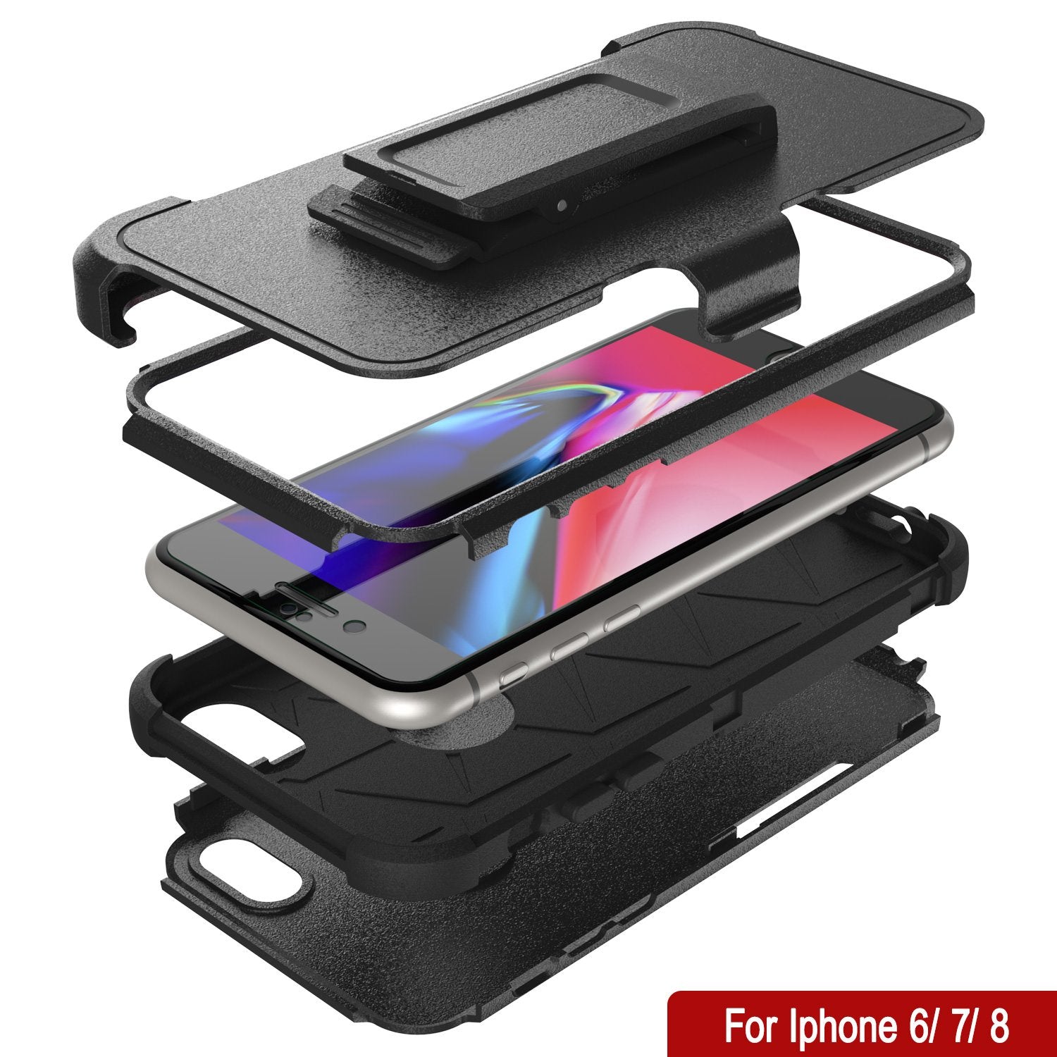 Punkcase for iPhone 8 Belt Clip Multilayer Holster Case [Patron Series] [Black]