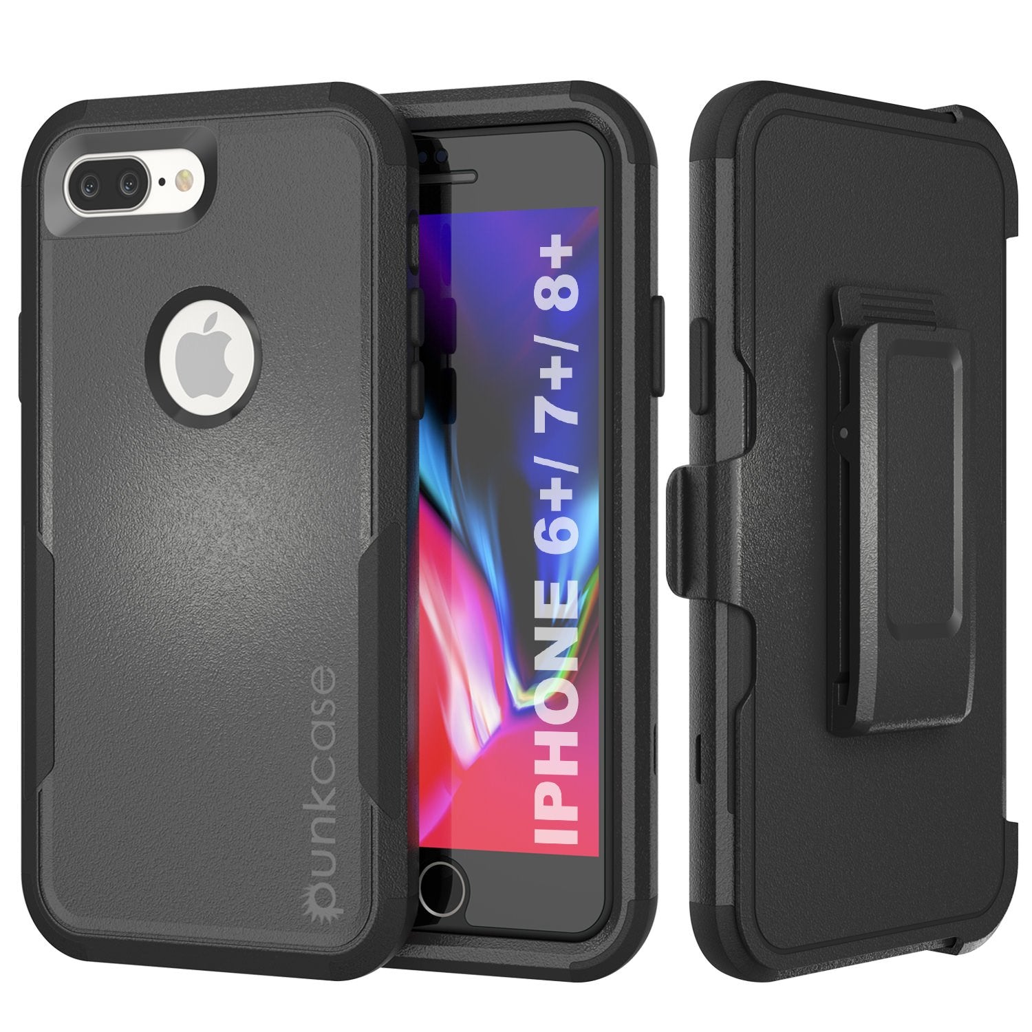 Punkcase for iPhone 8+ Plus Belt Clip Multilayer Holster Case [Patron Series] [Black]