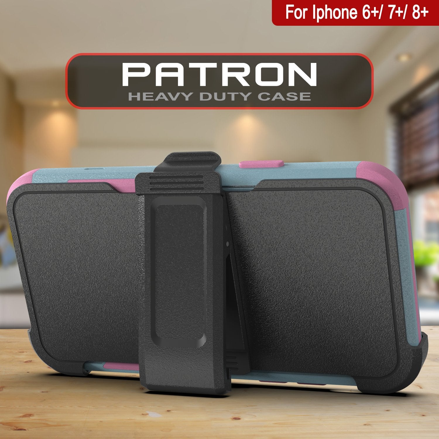 Punkcase for iPhone 8+ Plus Belt Clip Multilayer Holster Case [Patron Series] [Mint-Pink]