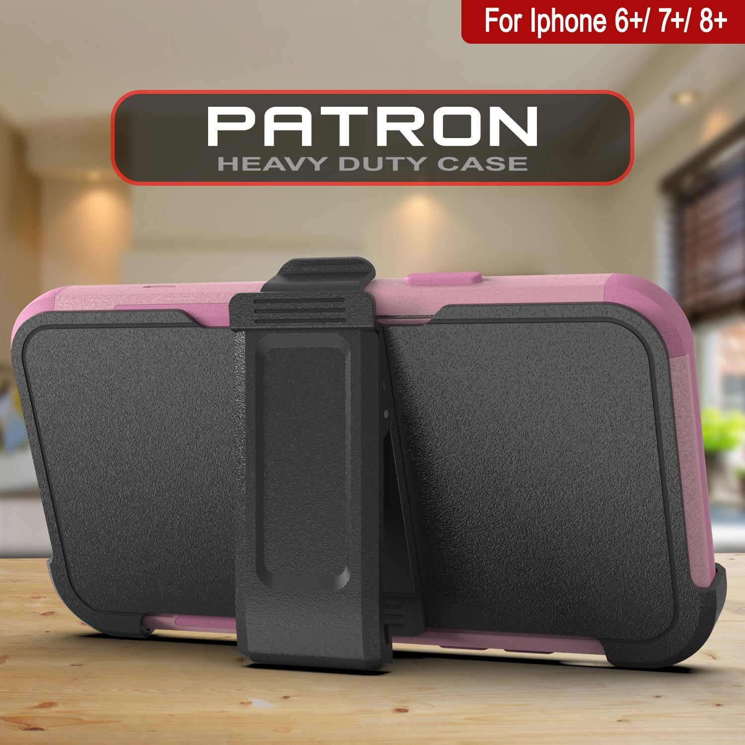 Punkcase for iPhone 8+ Plus Belt Clip Multilayer Holster Case [Patron Series] [Pink]