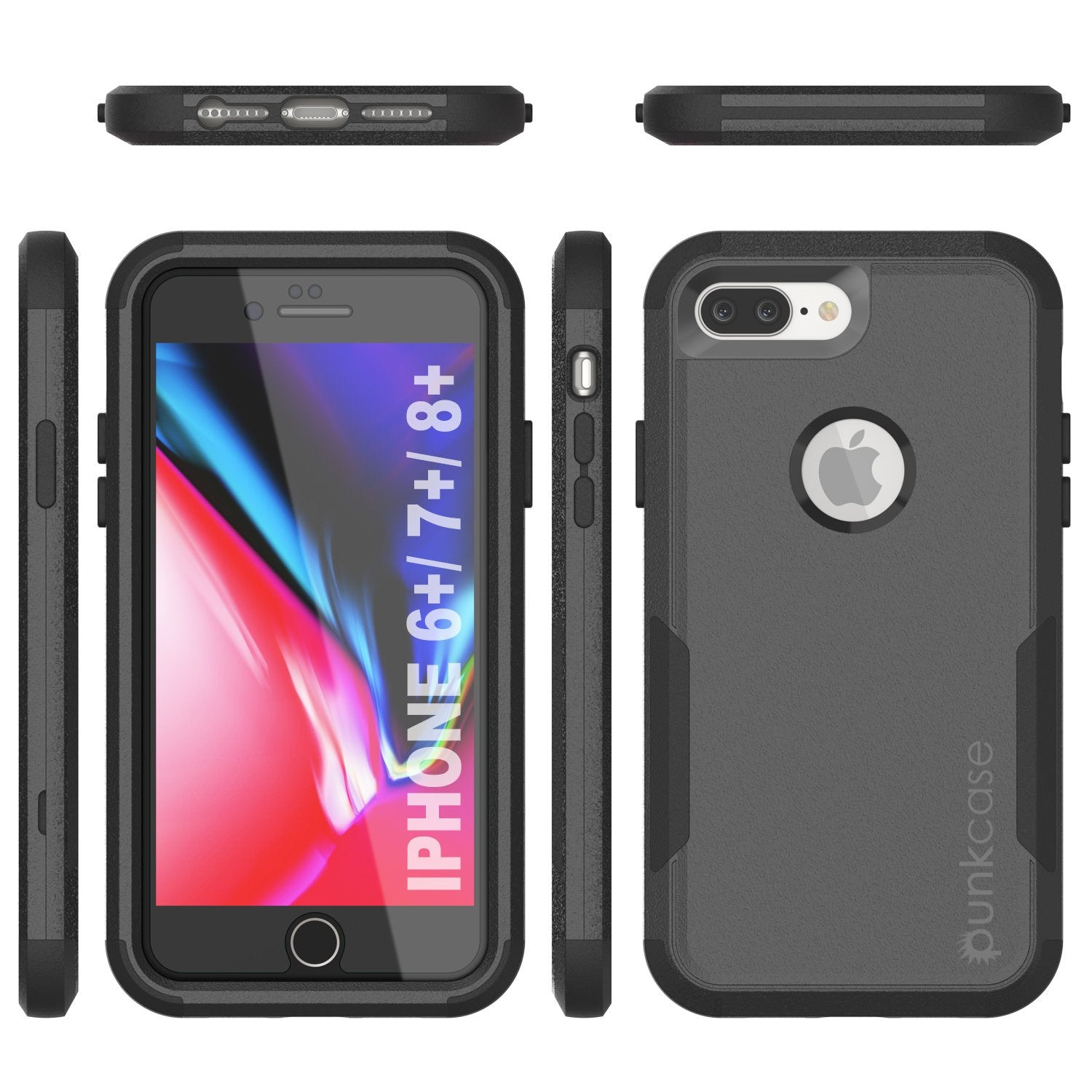Punkcase for iPhone 7+ Plus Belt Clip Multilayer Holster Case [Patron Series] [Black]