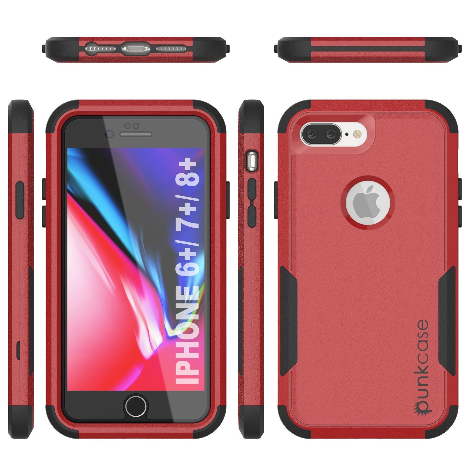 Punkcase for iPhone 6+ Plus Belt Clip Multilayer Holster Case [Patron Series] [Red-Black]