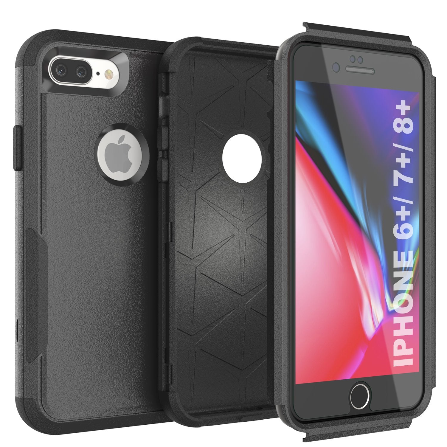 Punkcase for iPhone 8+ Plus Belt Clip Multilayer Holster Case [Patron Series] [Black]