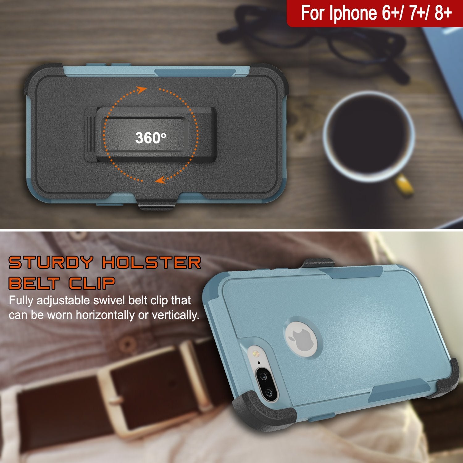 Punkcase for iPhone 6+ Plus Belt Clip Multilayer Holster Case [Patron Series] [Mint]