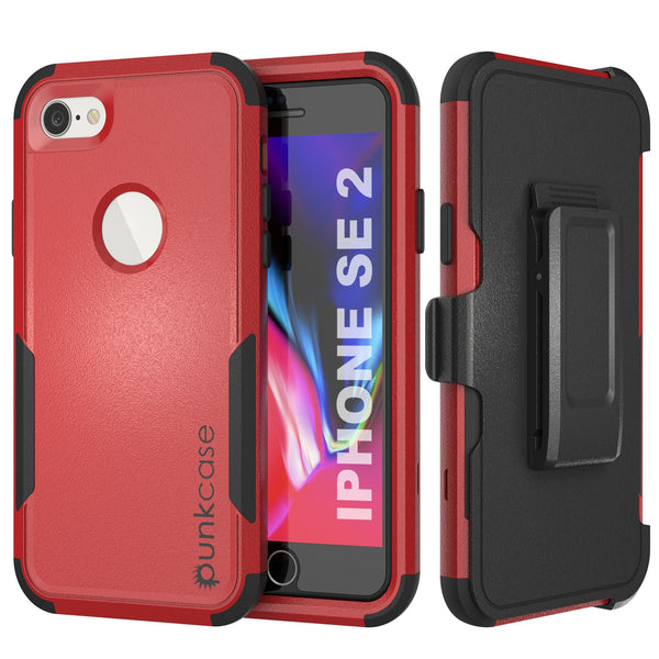 Punkcase for iPhone SE Belt Clip Multilayer Holster Case [Patron Series] [Red-Black]