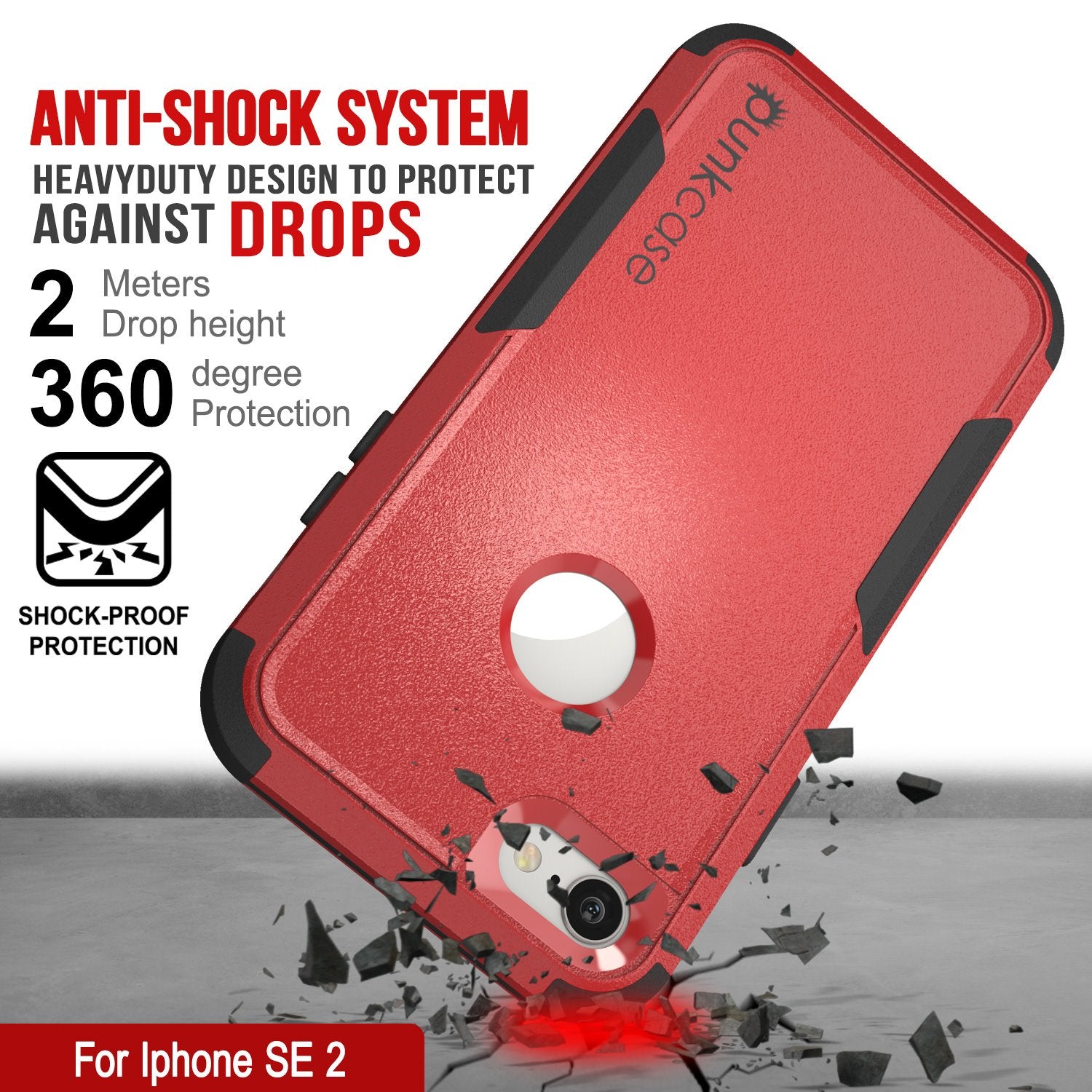 Punkcase for iPhone SE Belt Clip Multilayer Holster Case [Patron Series] [Red-Black]