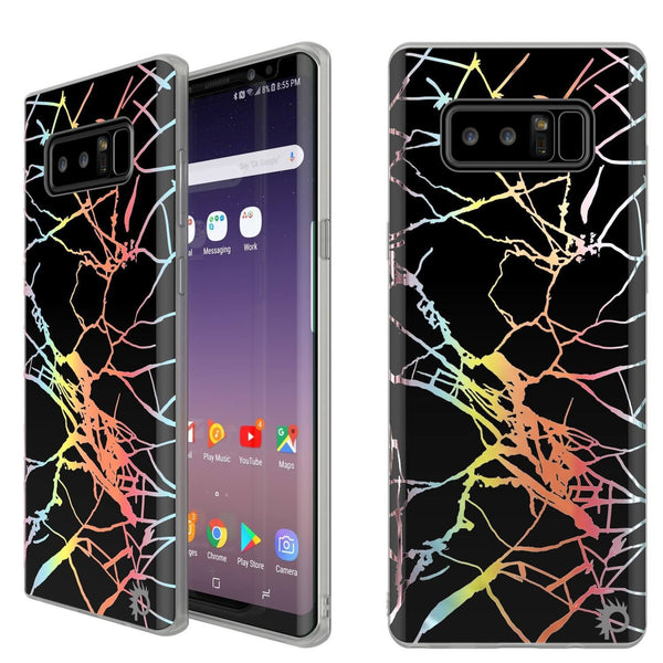 Punkcase Galaxy Note 8 Protective Marble Case | Black Mirage