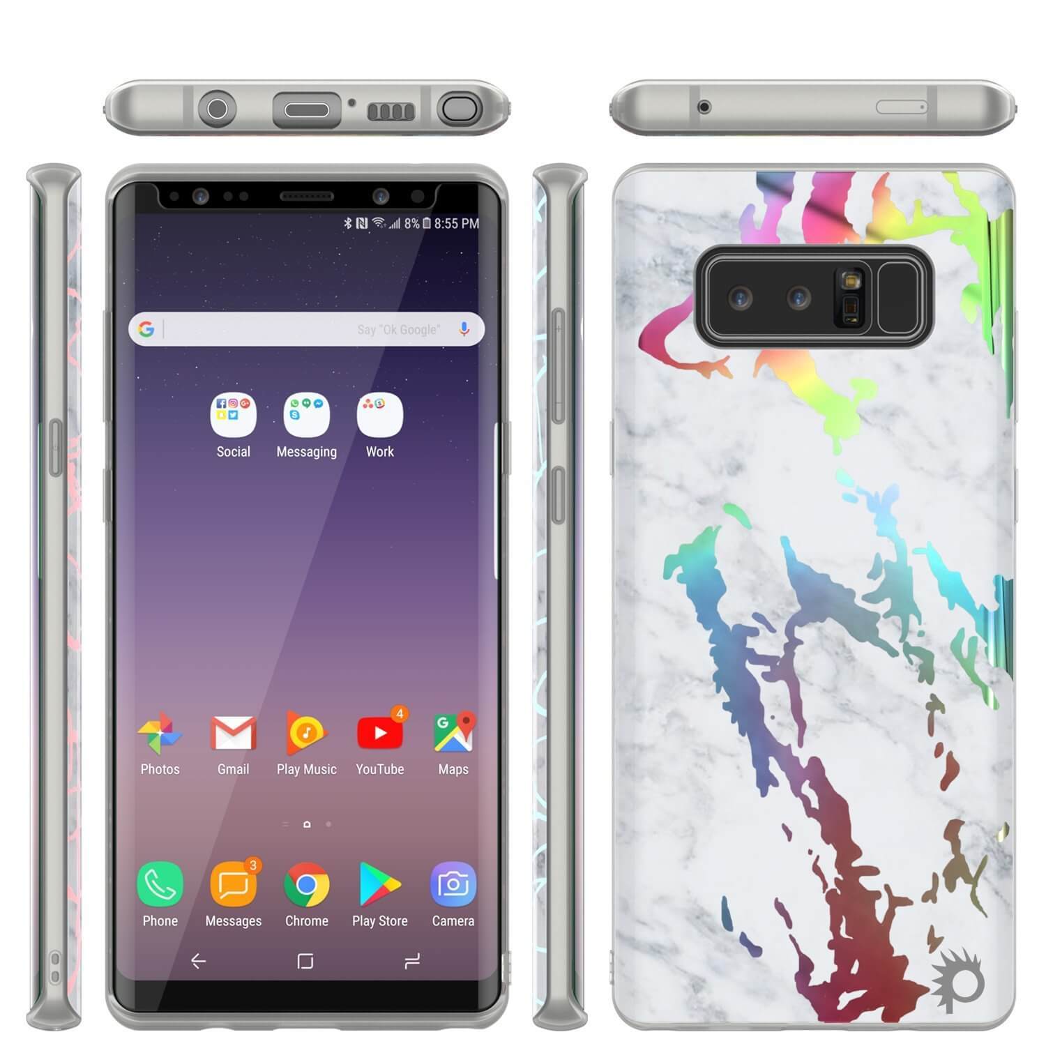 Punkcase Galaxy Note 8 Protective Marble Case | Blanco Marmo