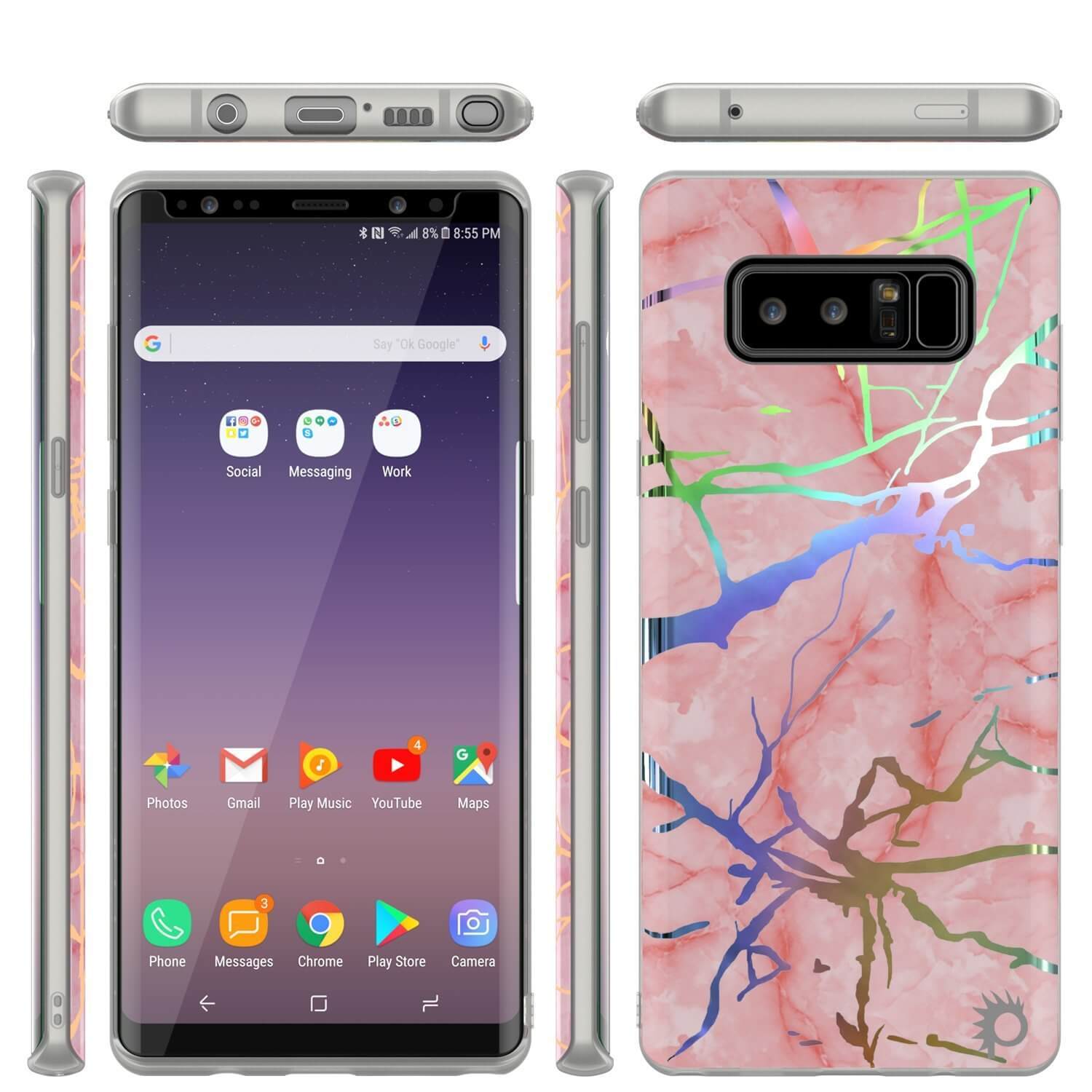 Punkcase Galaxy Note 8 Protective Marble Case | Rose Mirage