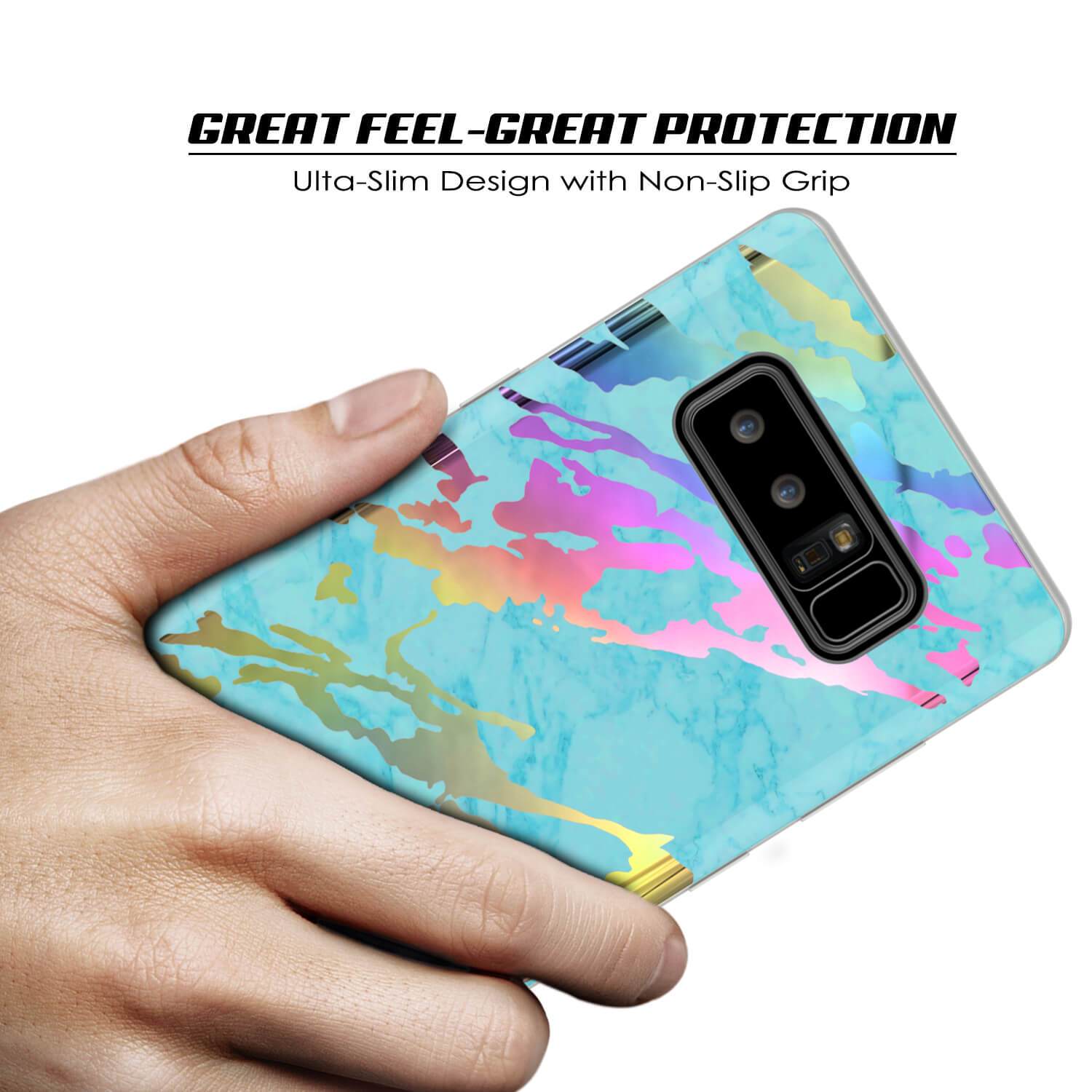 Punkcase Galaxy Note 8 Protective Marble Case | Teal Onyx