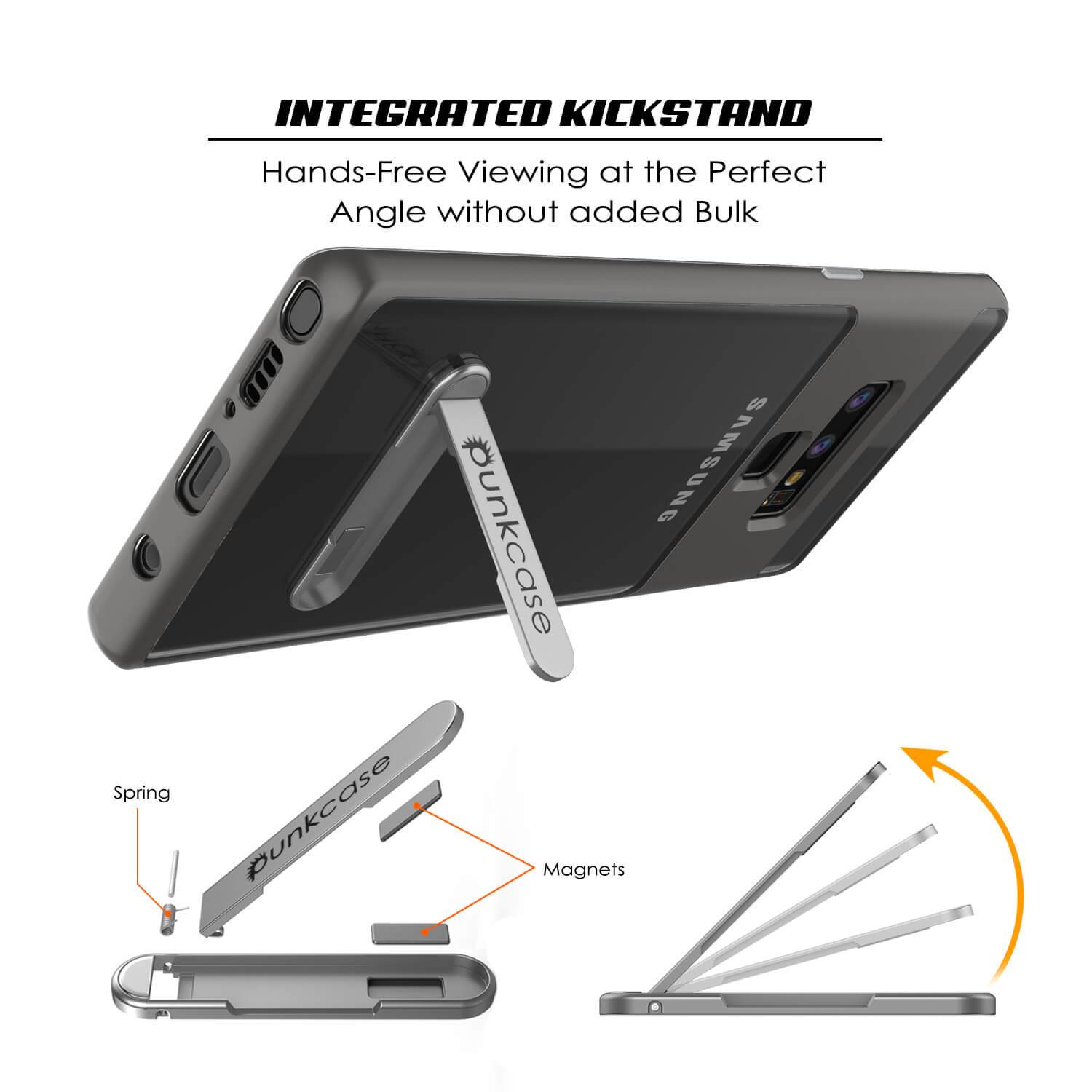 Galaxy Note 9 Lucid 3.0 PunkCase Armor Cover w/Integrated Kickstand and Screen Protector [Grey]