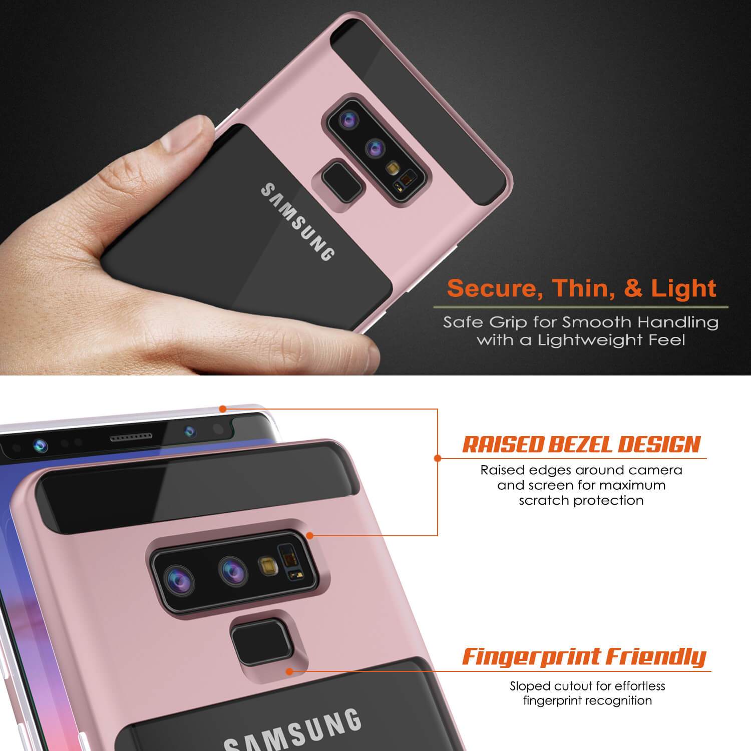 Galaxy Note 9 Lucid 3.0 PunkCase Armor Cover w/Integrated Kickstand and Screen Protector [Rose Gold]