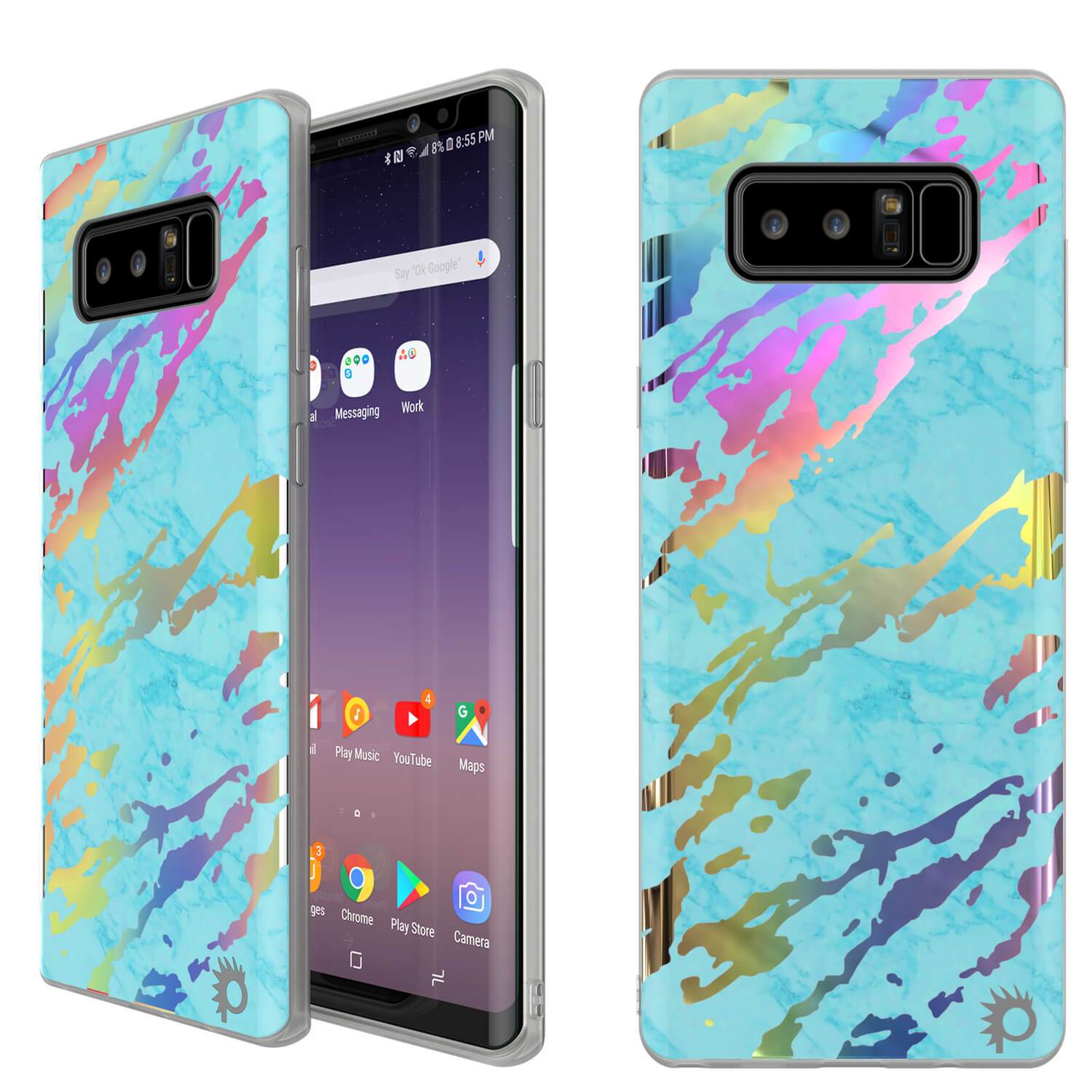 Galaxy Note 9 Full Body W/ Screen Protector Marble Case [Teal Onyx]