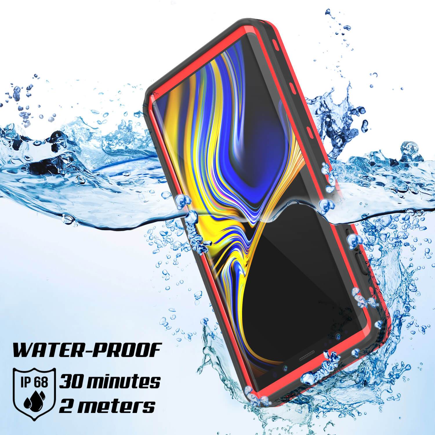 PunkCase Galaxy Note 9 Waterproof Case, [KickStud Series] Armor Cover [Red]