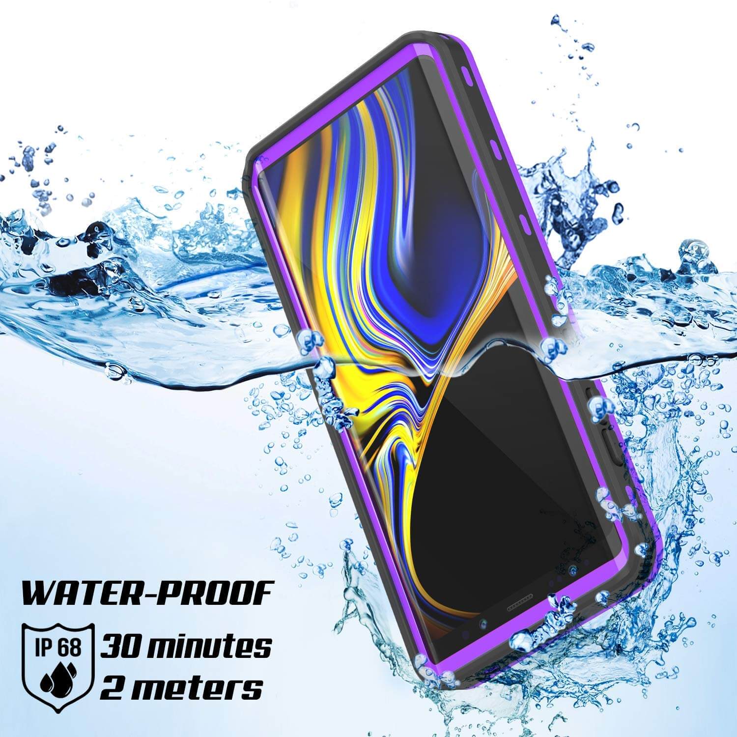 PunkCase Galaxy Note 9 Waterproof Case, [KickStud Series] Armor Cover [Purple]