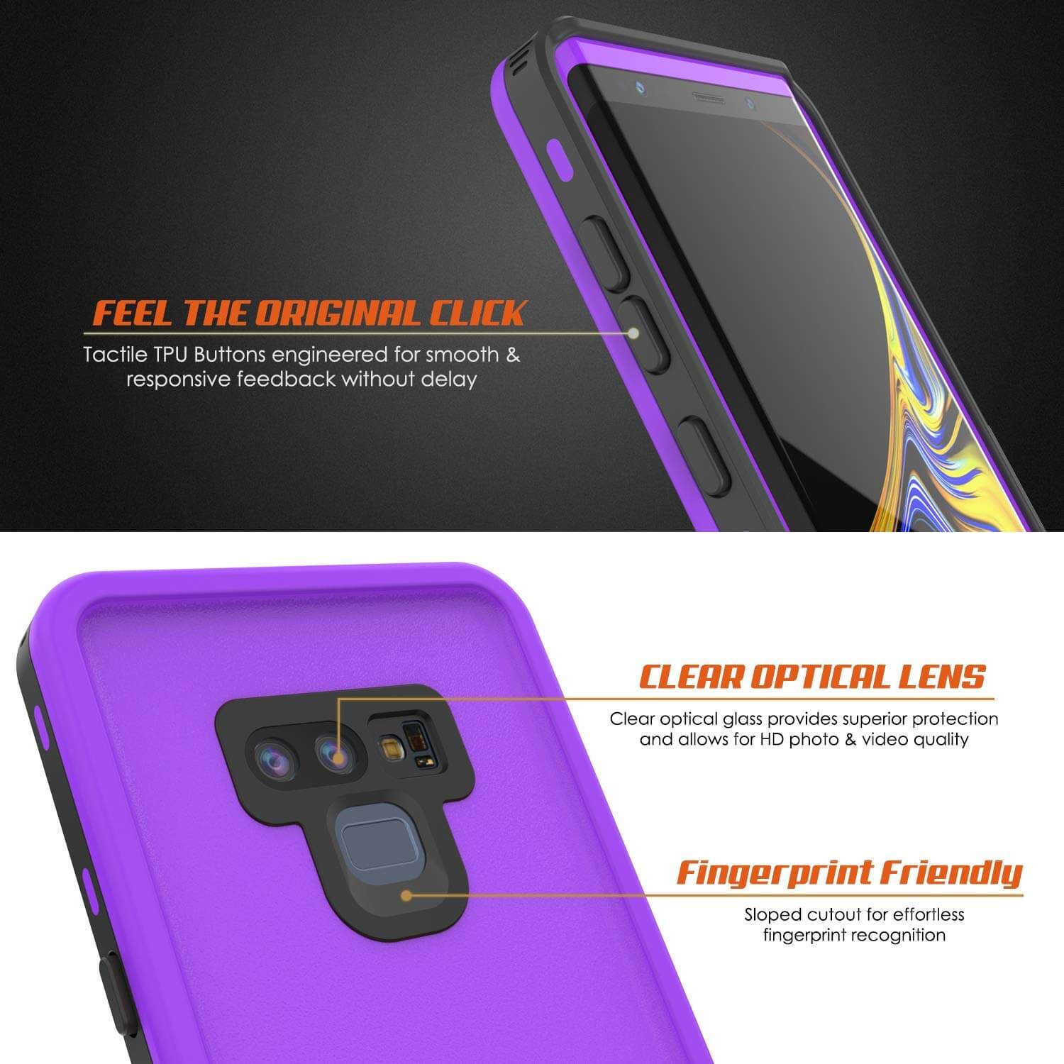 PunkCase Galaxy Note 9 Waterproof Case, [KickStud Series] Armor Cover [Purple]