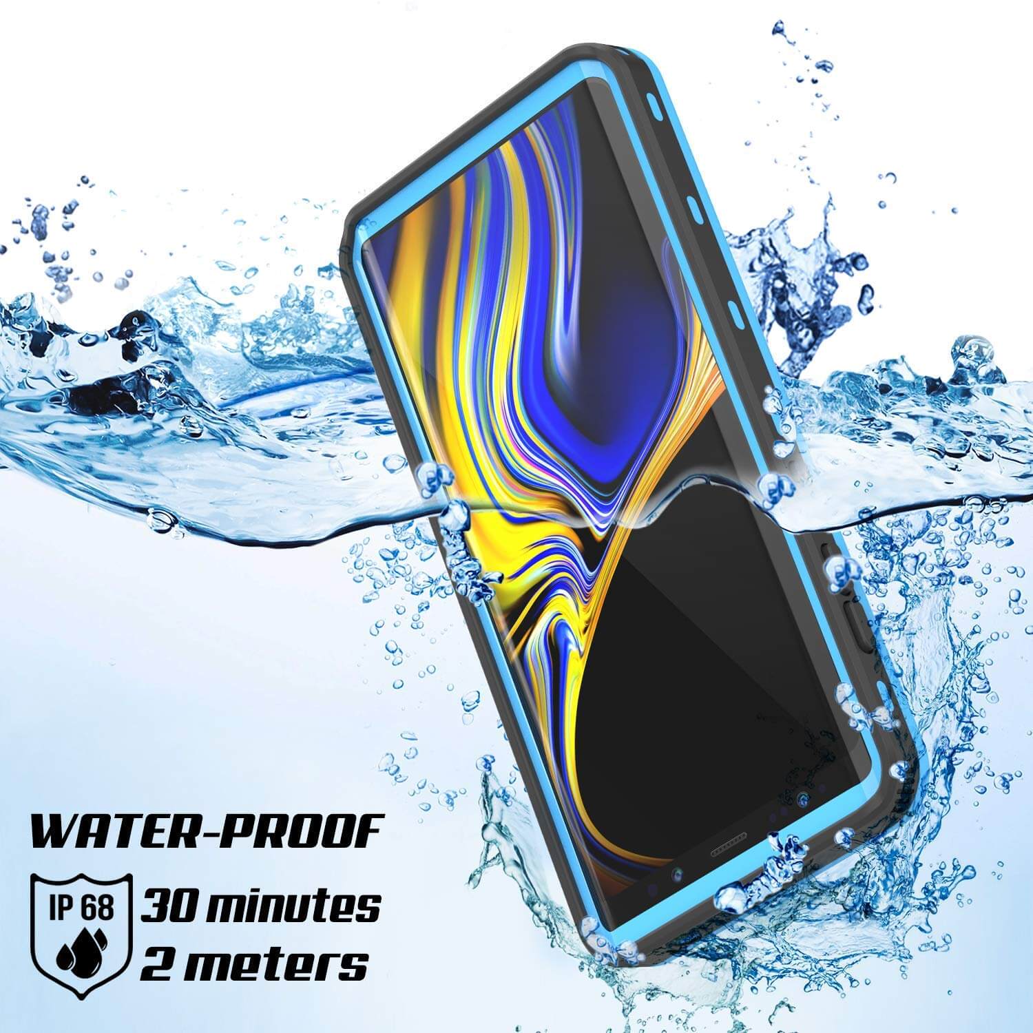 PunkCase Galaxy Note 9 Waterproof Case, [KickStud Series] Armor Cover [Light-Blue]