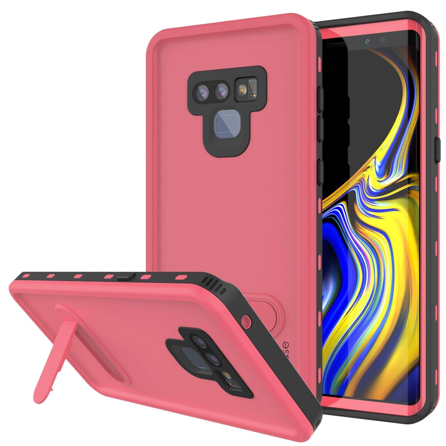 PunkCase Galaxy Note 9 Waterproof Case, [KickStud Series] Armor Cover [Pink]