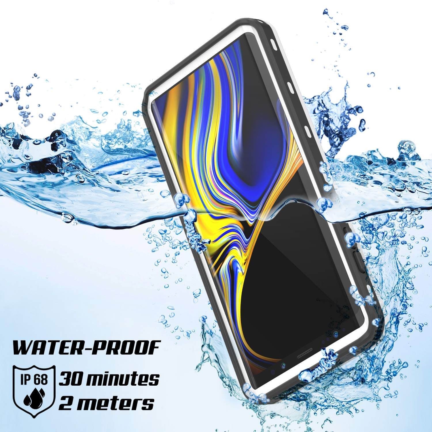 PunkCase Galaxy Note 9 Waterproof Case, [KickStud Series] Armor Cover [White]