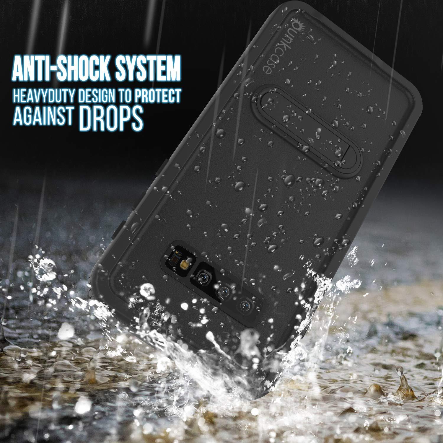 Galaxy S10+ Plus Waterproof Case, Punkcase [KickStud Series] Armor Cover [Black]