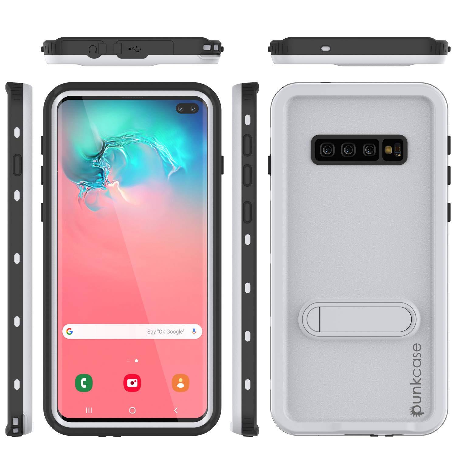 Galaxy S10+ Plus Waterproof Case, Punkcase [KickStud Series] Armor Cover [White]