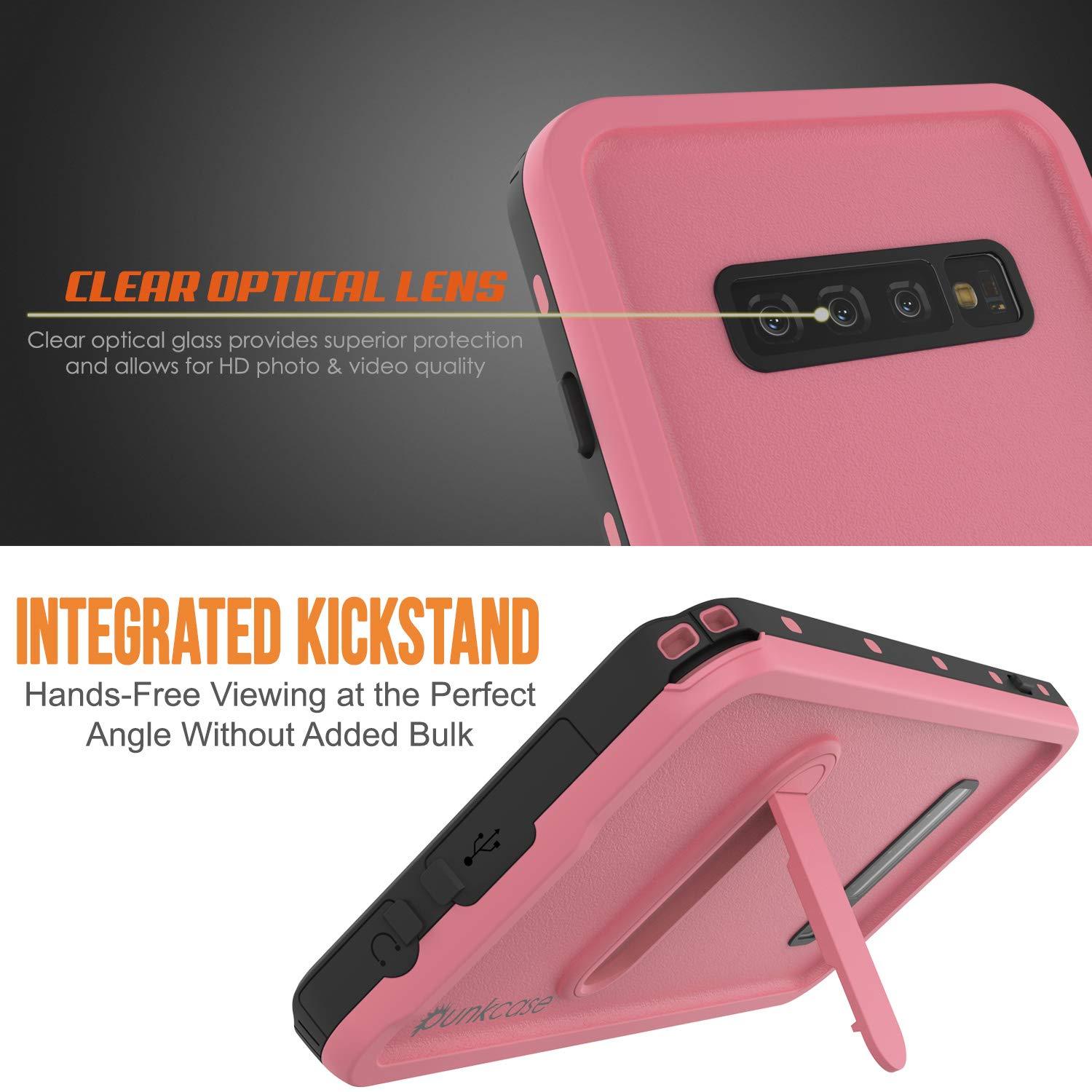 Galaxy S10+ Plus Waterproof Case, Punkcase [KickStud Series] Armor Cover [Pink]