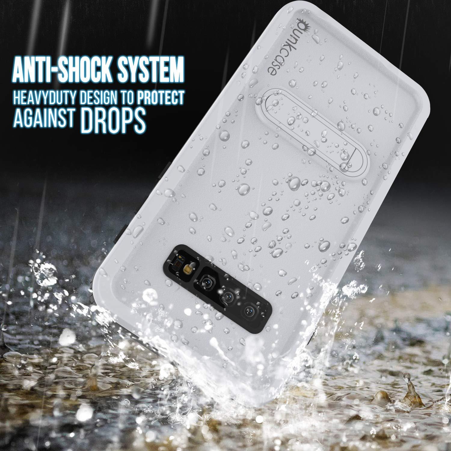 Galaxy S10+ Plus Waterproof Case, Punkcase [KickStud Series] Armor Cover [White]