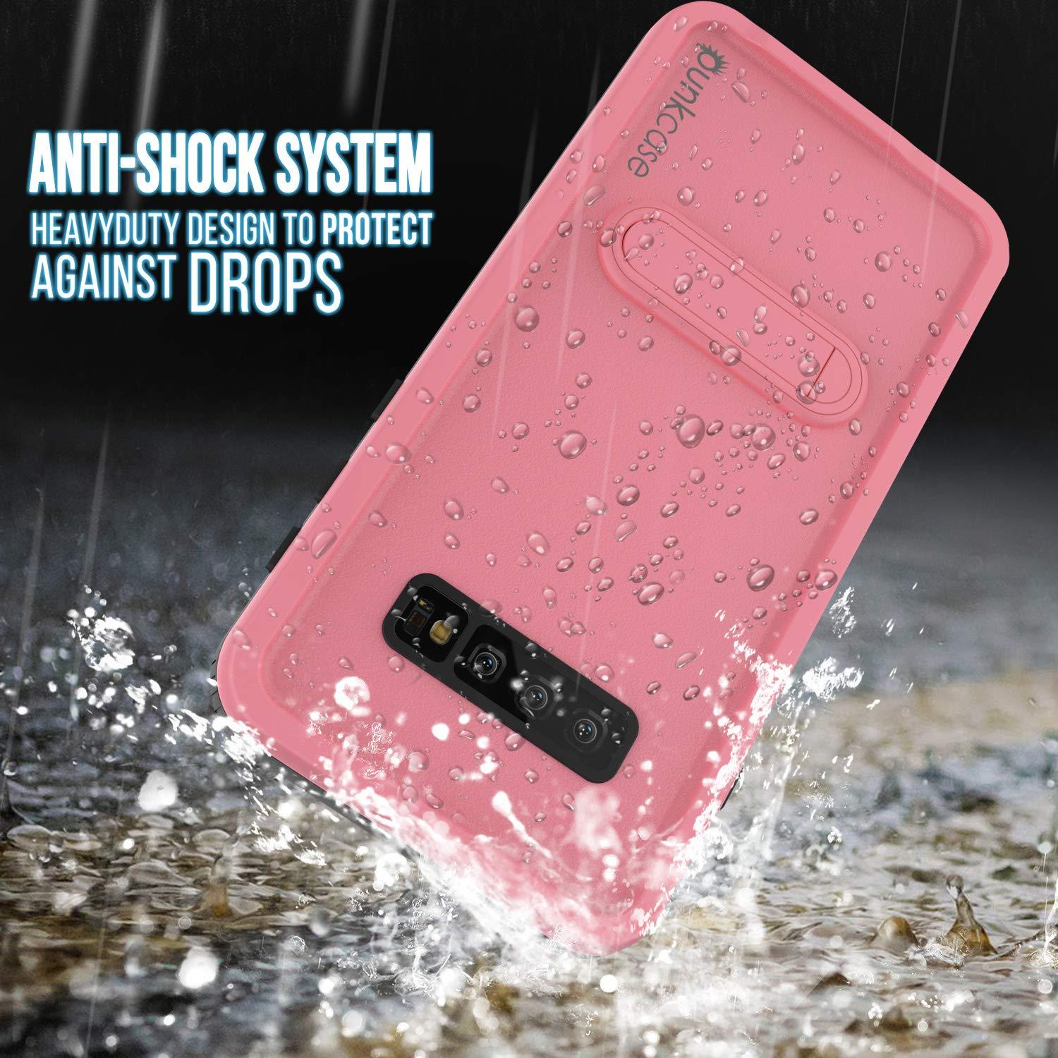 Galaxy S10+ Plus Waterproof Case, Punkcase [KickStud Series] Armor Cover [Pink]